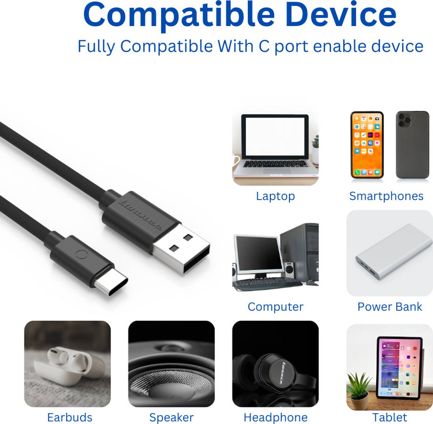 twance USB Type C Cable 0.25m Braided Pack of 2 - Image 5
