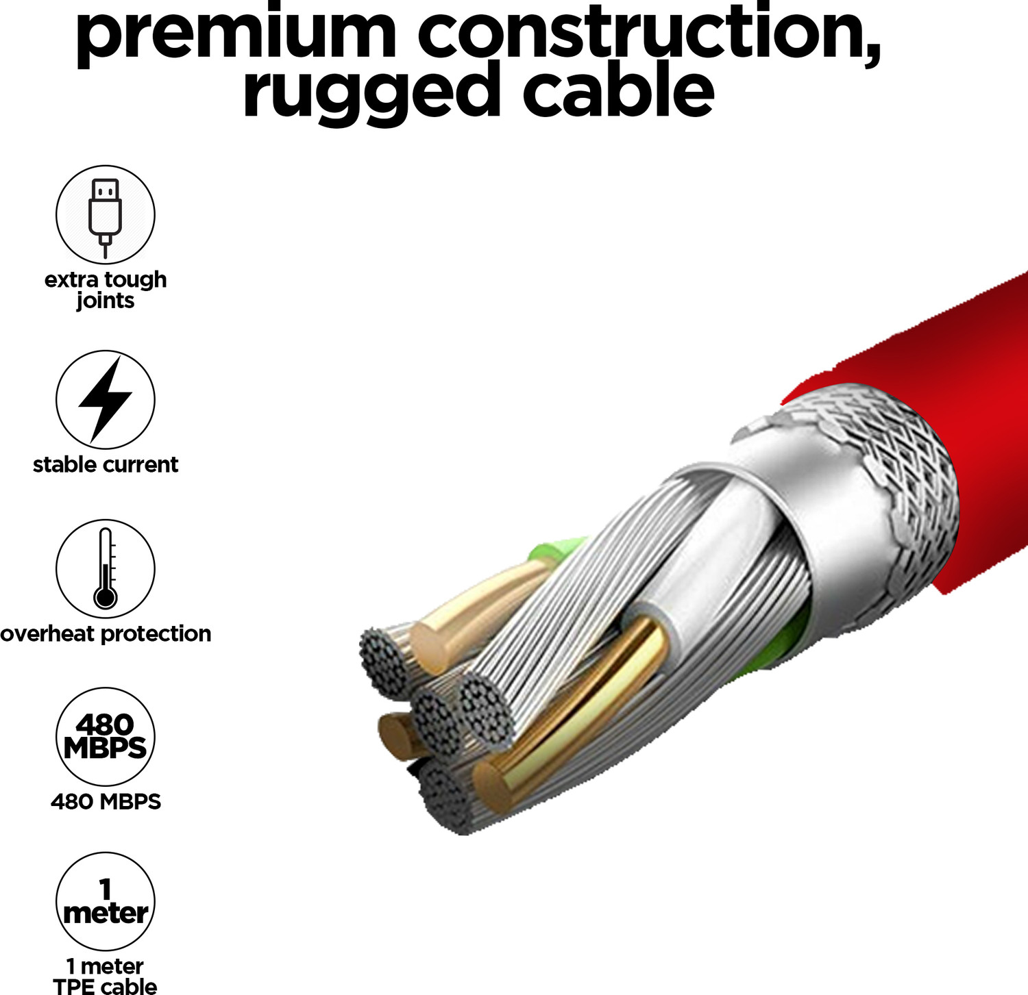 Image of Nu Republic USB Type C Cable 3.5 A 1 m Blaze Hypersonic 50W Supports All Fast Charging Technologies