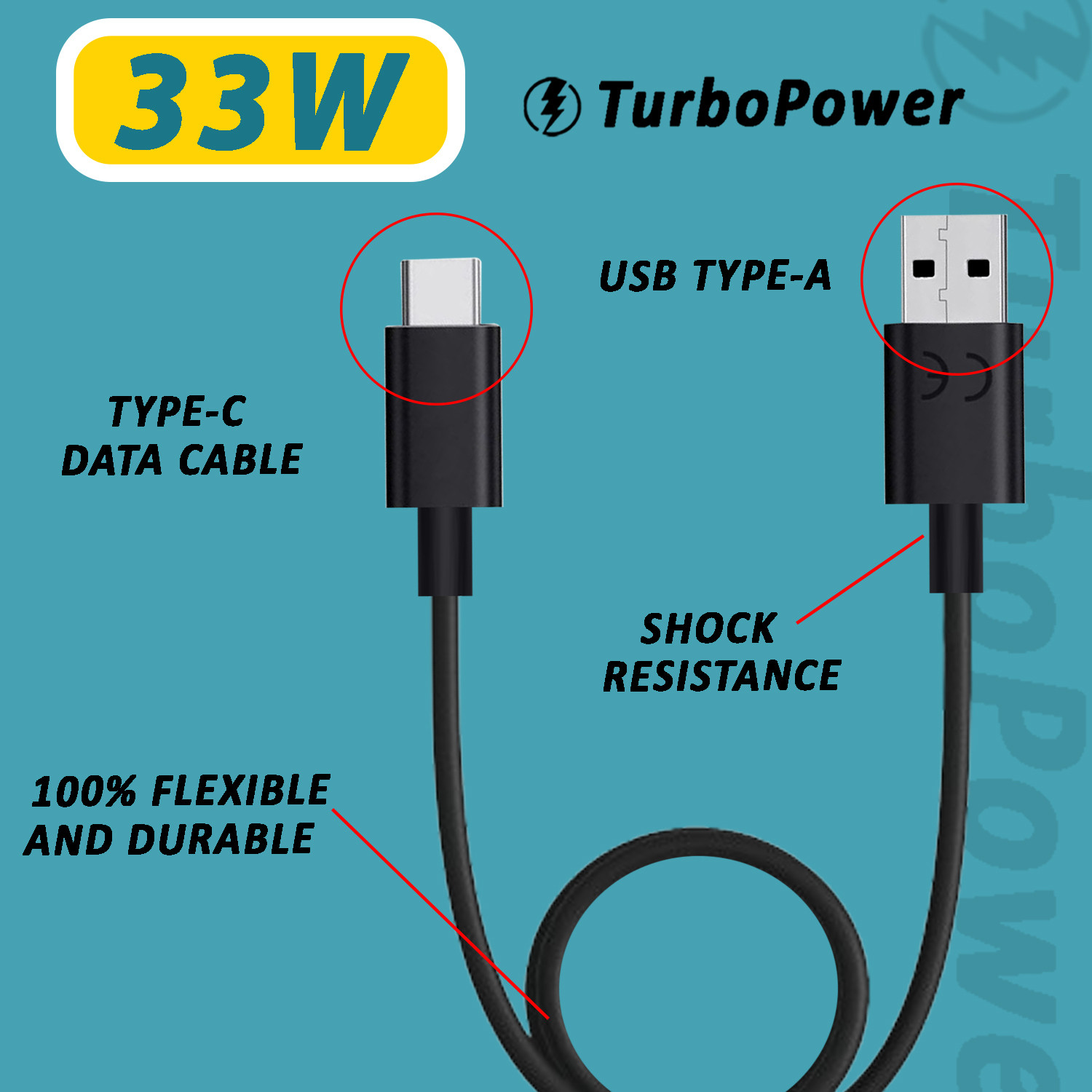 Image of Safa USB Type C Cable 3 A 1 m 33W Super Fast TurboPower Data Cable