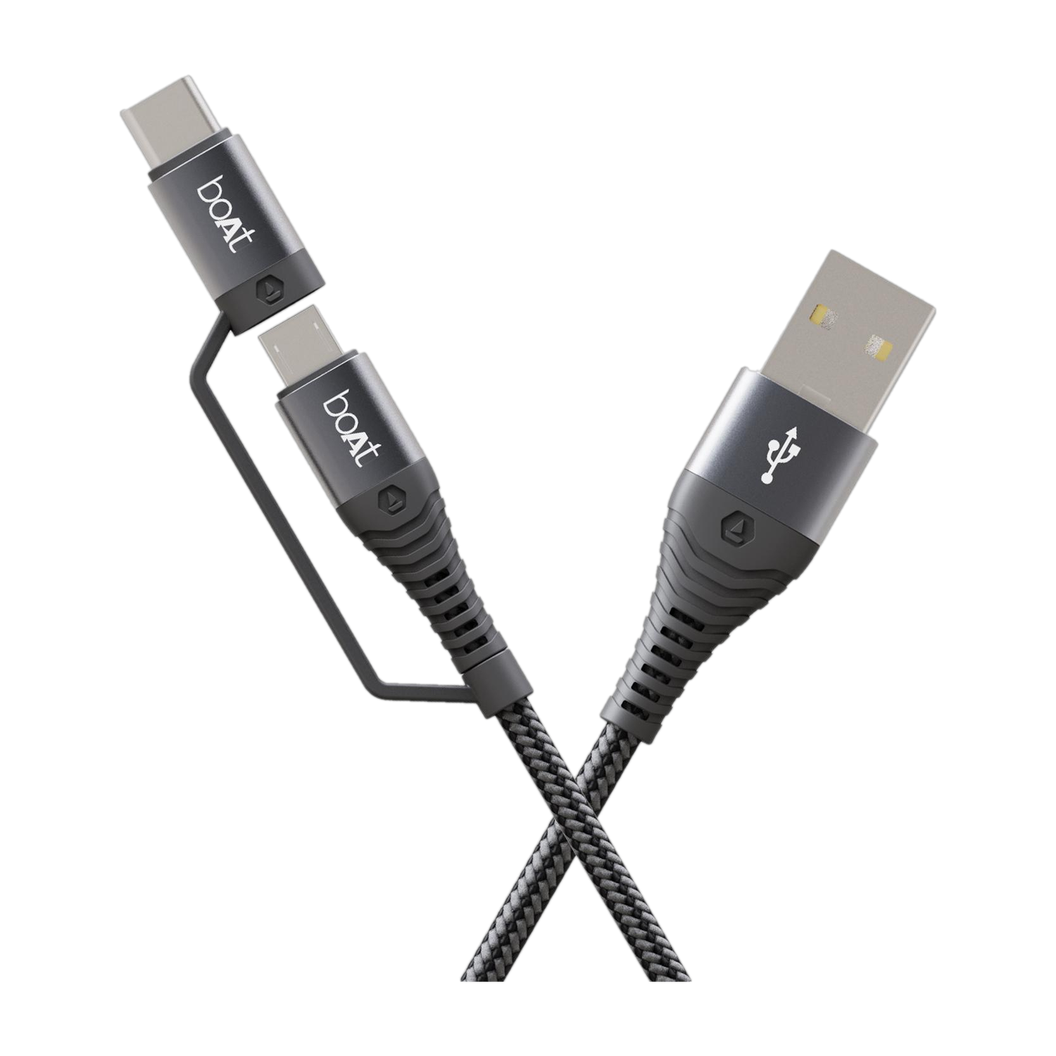 boAt 4-in-1 Cable 3 A 1.5 m Deuce USB 330 2-in-1 Micro USB and with 3A Fast Charge, 480mbps