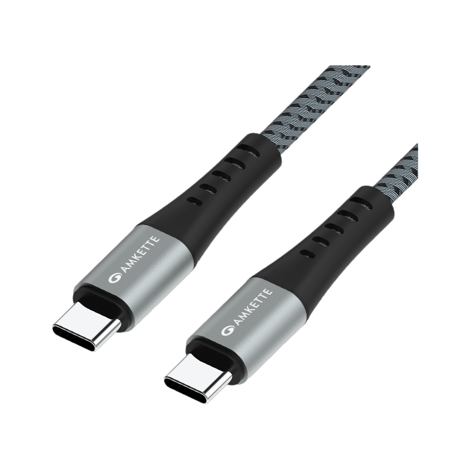Image of AMKETTE USB Type C Cable 5 A 1.5 m ChargePro 100W Fast Charging USB C to Type C Braided Cable