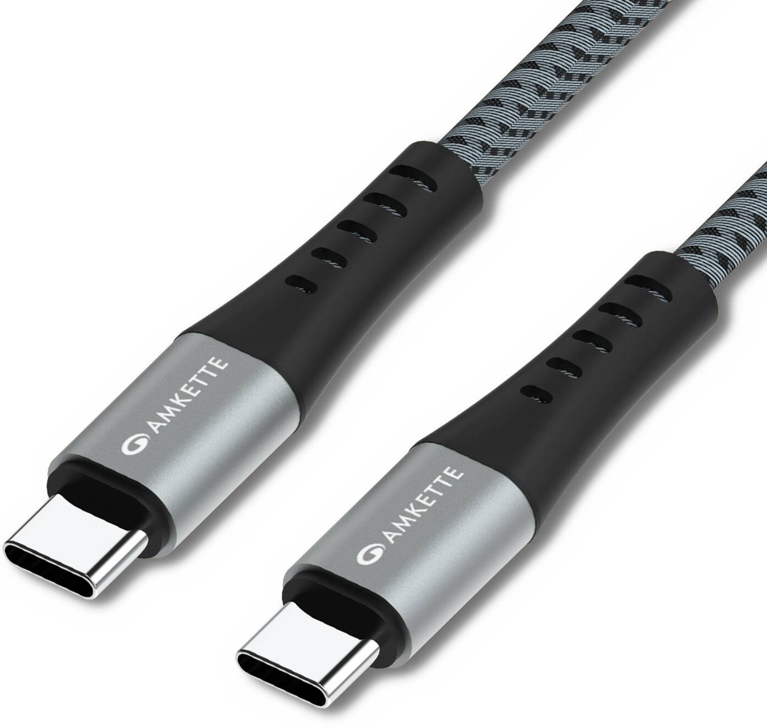 AMKETTE USB Type C Cable 5 A 1.5 m ChargePro 100W Fast Charging USB C to Type C Braided Cable