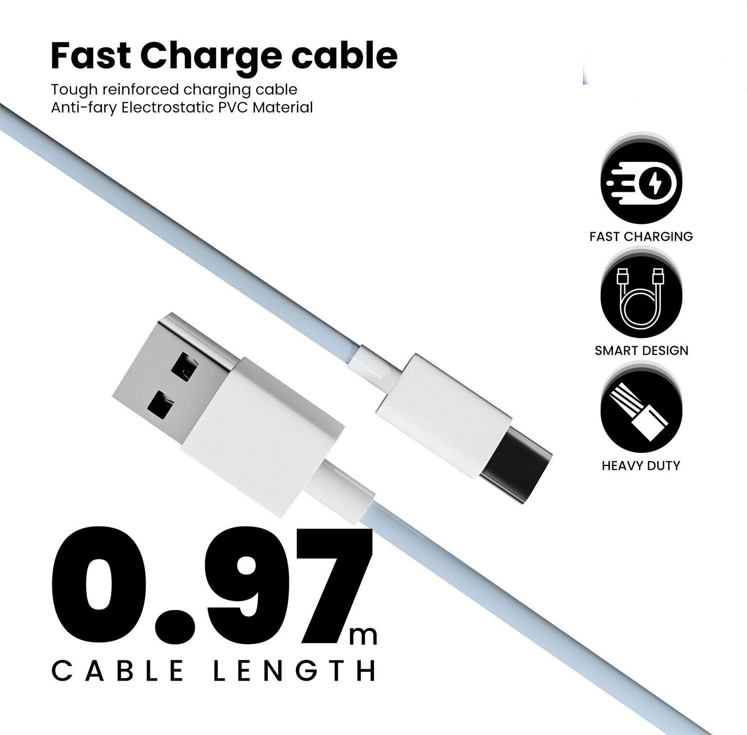 Image of vivo USB Type C Cable 4 A 0.97 m Copper Original USB Type C Mobile Data Charging Cable