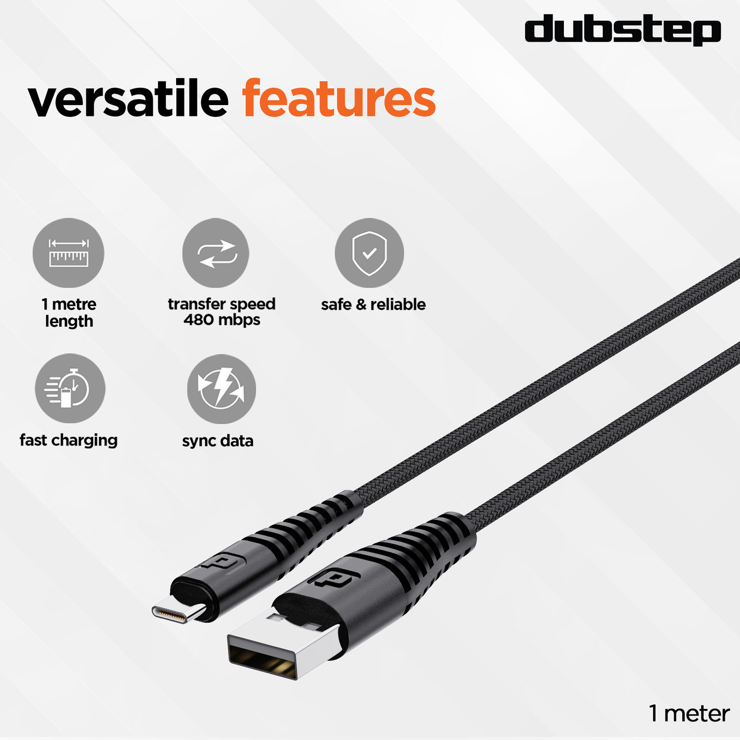 Image of Dubstep USB Type C Cable 3.5 A 1 m Blaze Ultra 30W 3.5A Type-C Fast Charging Cable