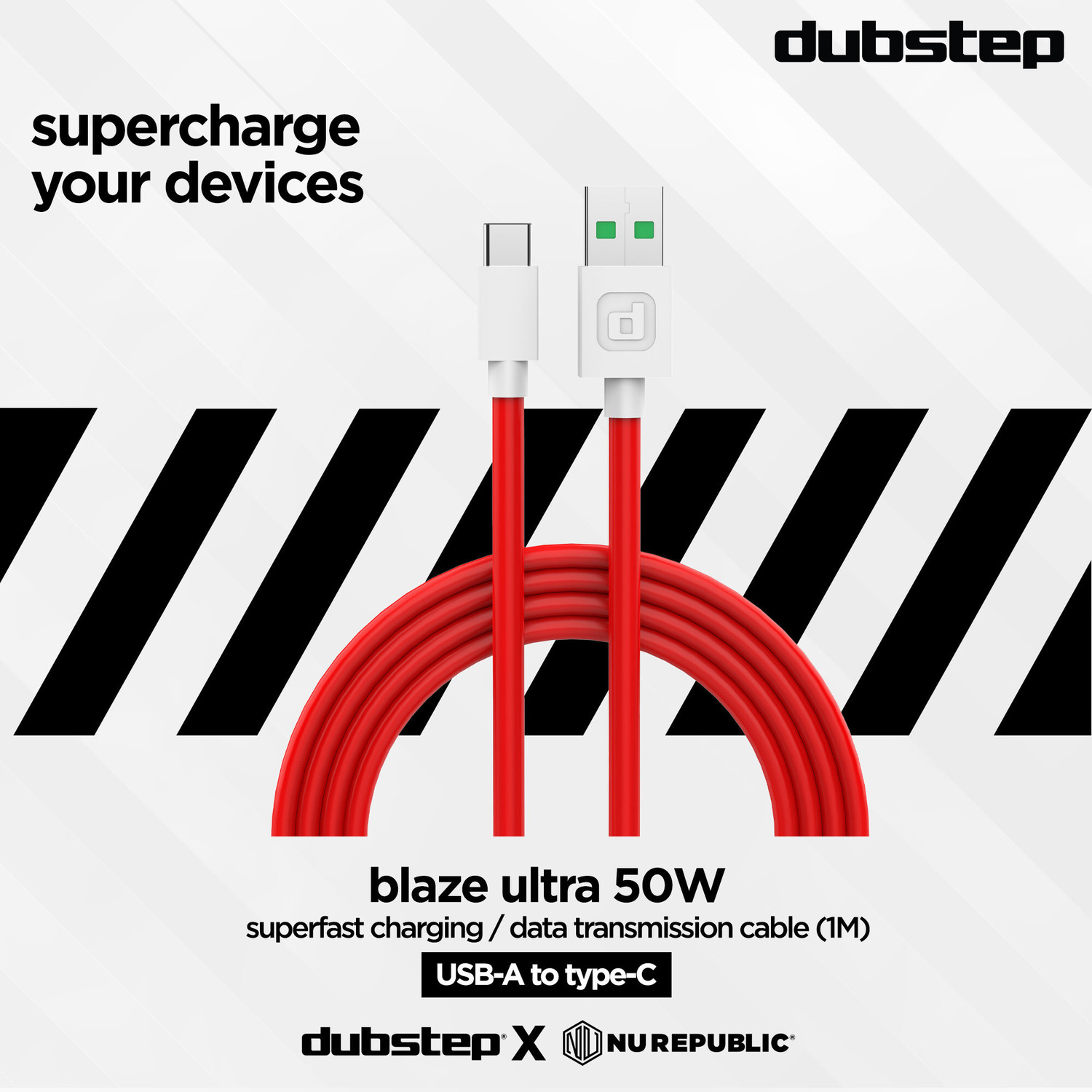 Image of Dubstep USB Type C Cable 3.5 A 1 m Blaze Ultra 50W Supports All Fast Charging Technologies