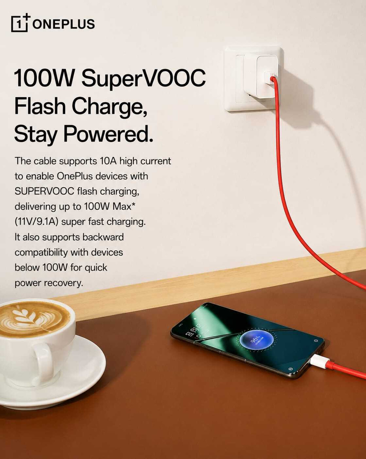 Image of OnePlus USB Type C Cable 10 A 1.5 m Original, SUPERVOOC, VOOC, WARP, SUPERDART, DART, DASH, QC DL129