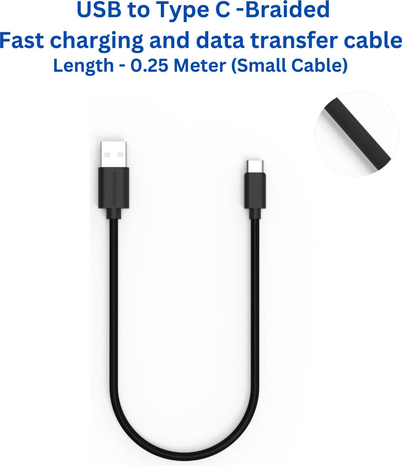 twance USB Type C Cable 0.25m Braided Pack of 2 - Image 4