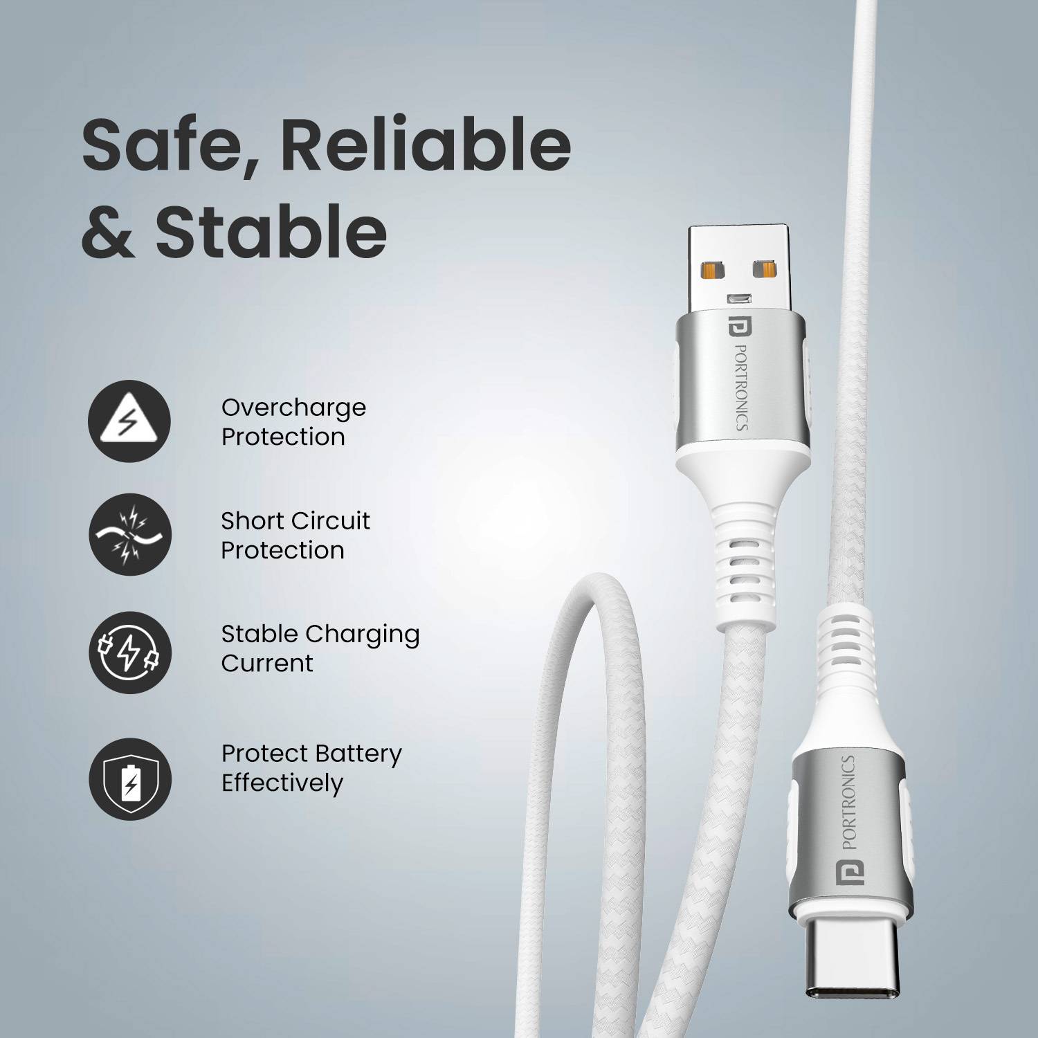 Portronics 3A 1.5m USB Type C Cable - Image 2
