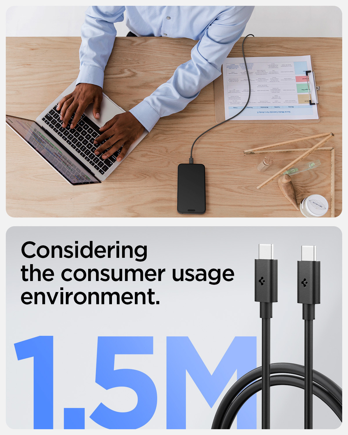 Image of Spigen USB Type C Cable 3 A 1.5 m PB2304