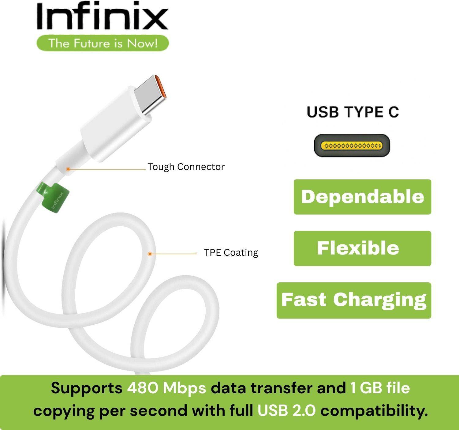 Infinix USB Type C Cable 1 m 33 WATT