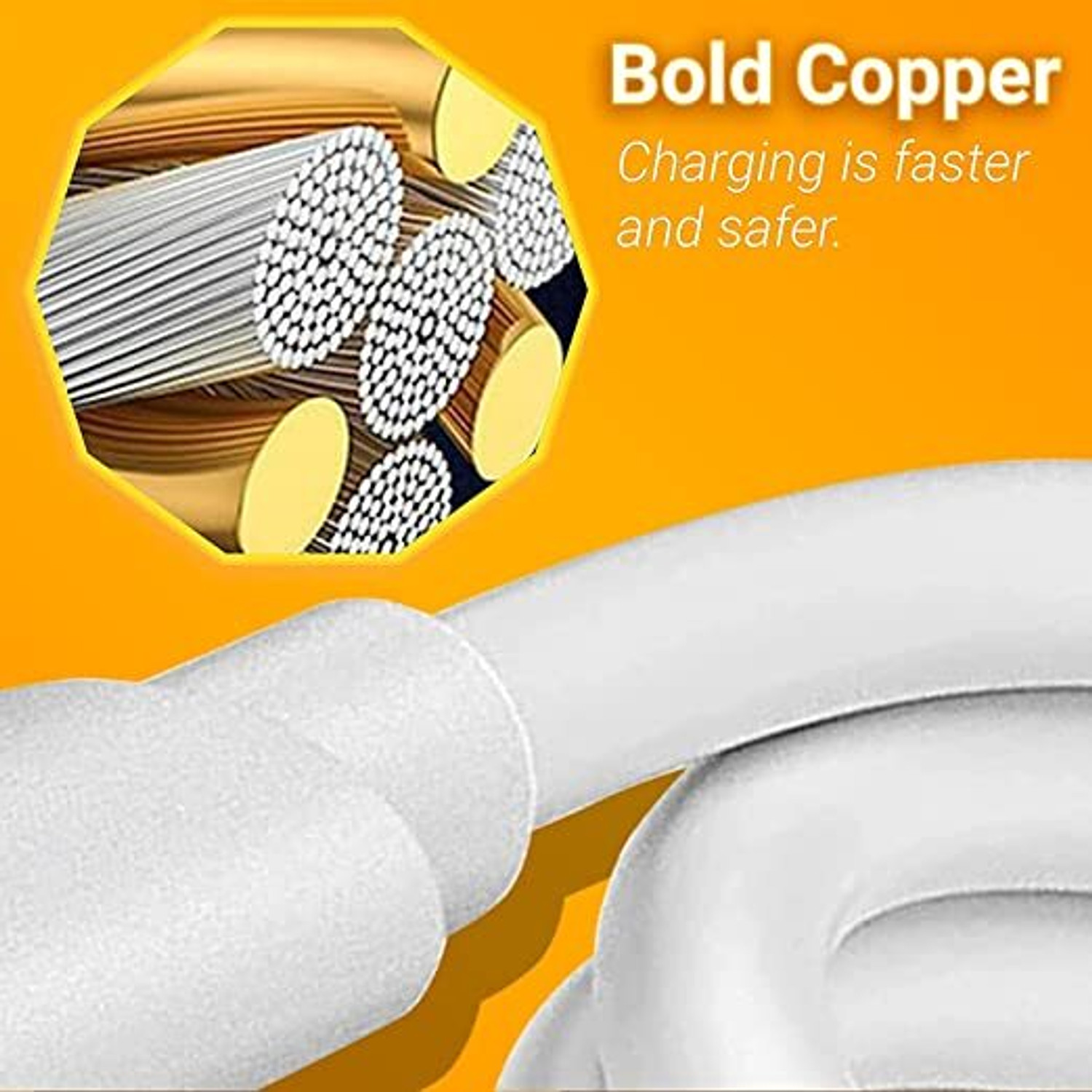 Image of Digidaart USB Type C Cable 8 A 1 m ORIGINAL 65W 10V /6.5A VOOC /DART /WARP /DASH /SUPERVOOC /SUPERDART OPPO /REALME /ONEPLUS,VOOC /WARP /DART /DART (Compatible with OPPO /REALME /ONEPLUS, VOOC /DASH /WARP /DART /SUPERVOOC, White&Yellow, One Cable, USB Type A To USB Type C)