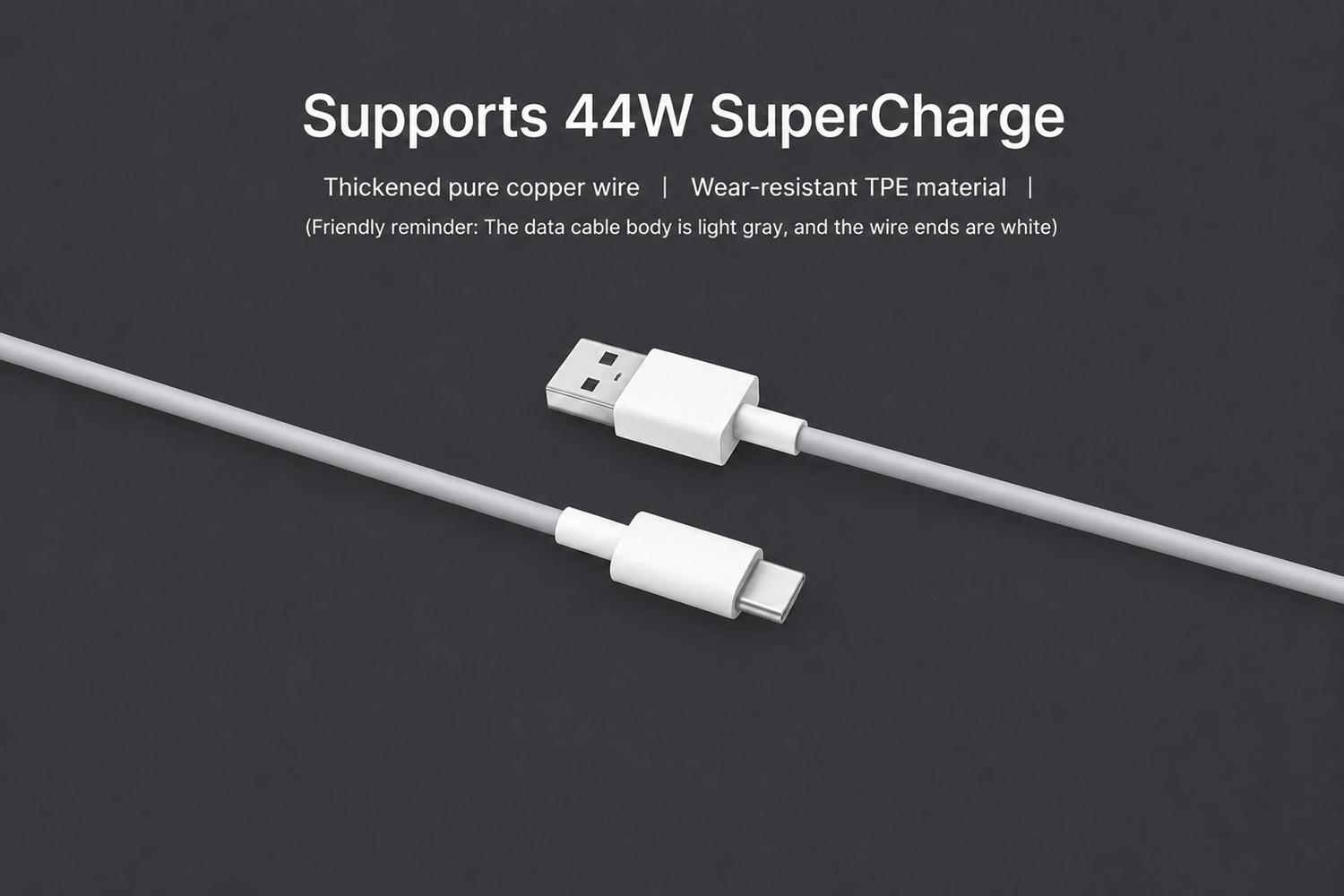 Image of vivo USB Type C Cable 4 A 1 m Supports 44W fast charging|Durable TPE material|Vivo Official Authentic Product 4A FlashCharge 44w charging / data cable (Compatible with Supports Up to 60W Fast Charging | Compatible with vivo & iQOO Smartphones, White, One Cable, USB Type A To USB Type C)