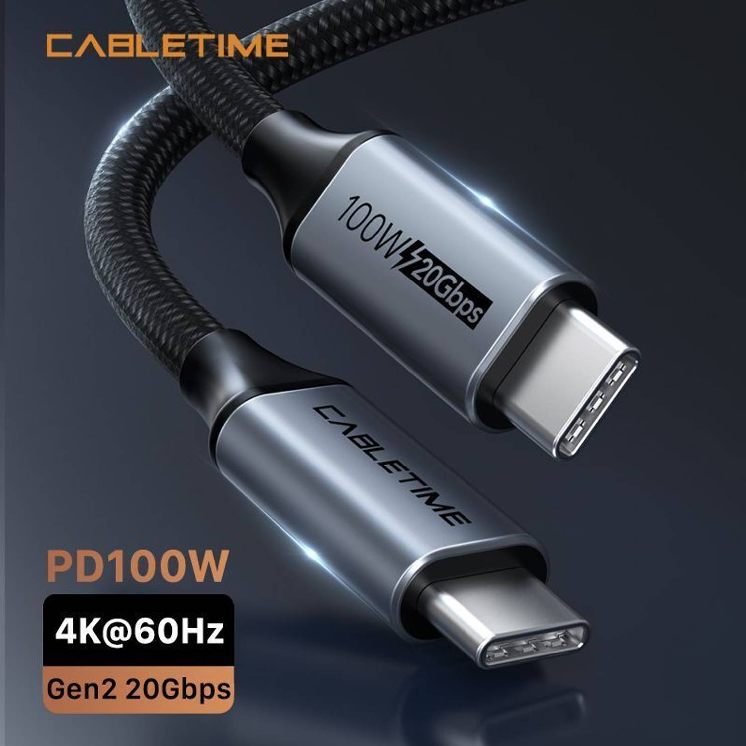 CABLETIME USB Type C Cable 2 m pvc CU20J