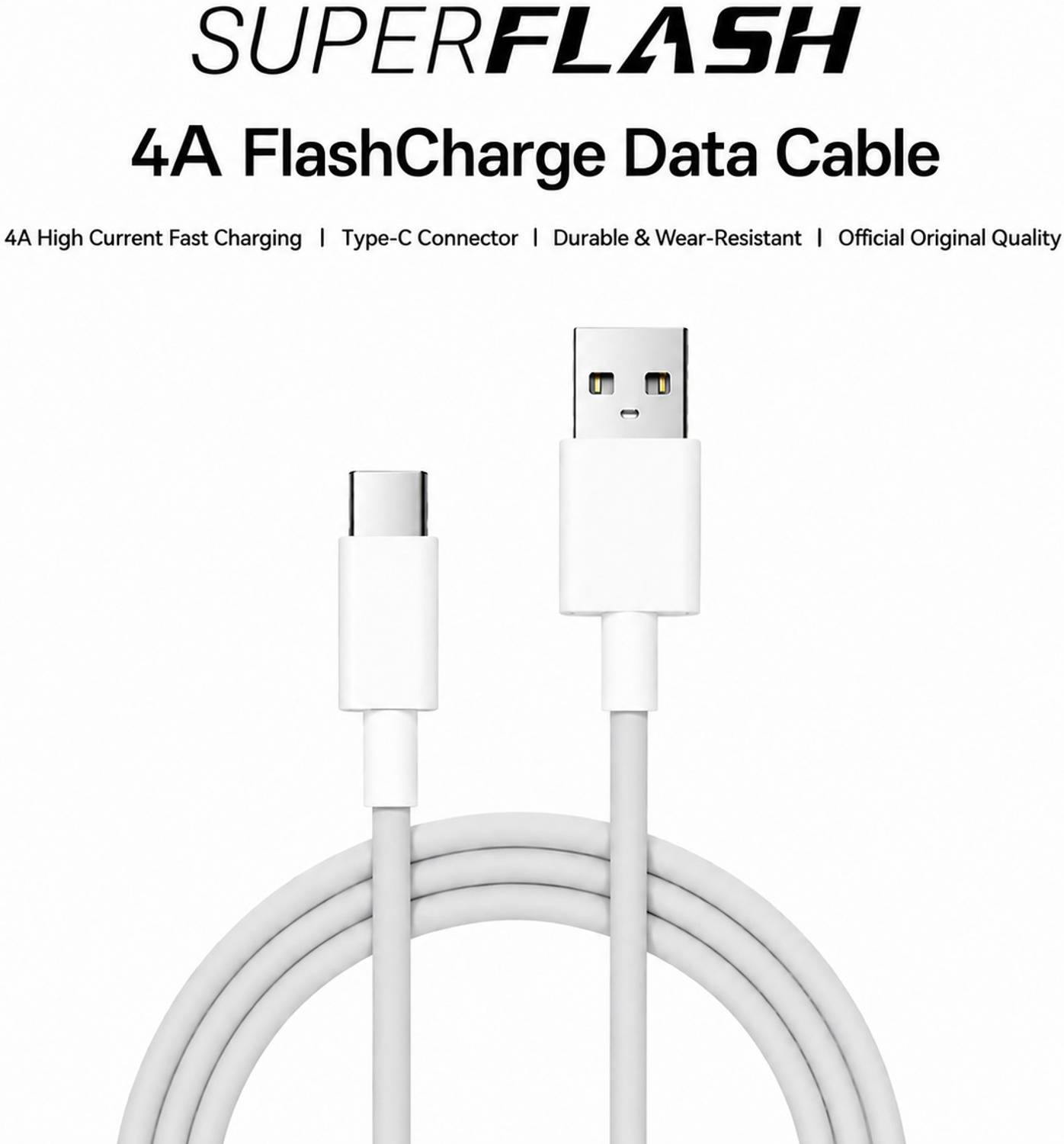 SUPERFLASH USB Type C Cable 4 A 0.97 m Vivo Official quality assurance|Multi-protocol : VFCP, PPS, PD3.0, QC3.0 4A Flash Type-C Cable