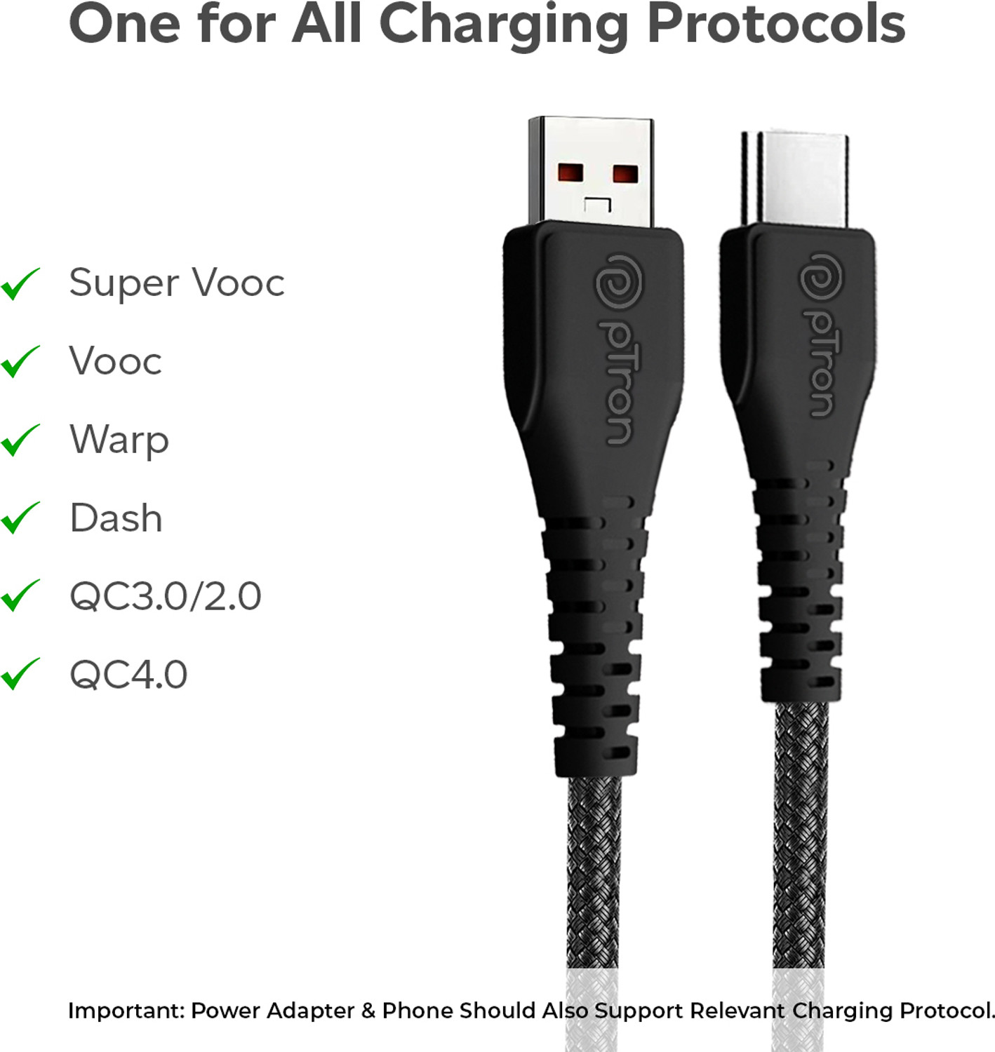 Image of PTron USB Type C Cable 3 A 1 m 480.0