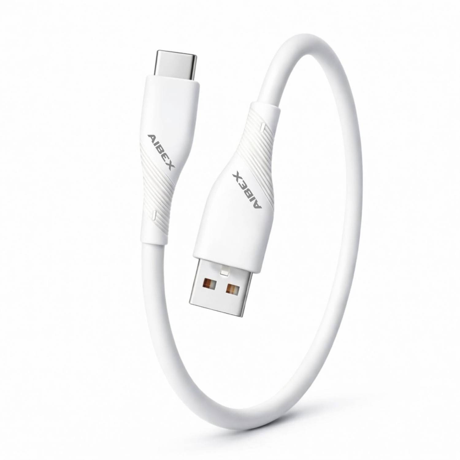 AIBEX USB Type C Cable 3.4 A 0.2 m 20cm Short Type C to USB Charging and Data Sync Power Bank Cable for All Types of Smartphones and Devices