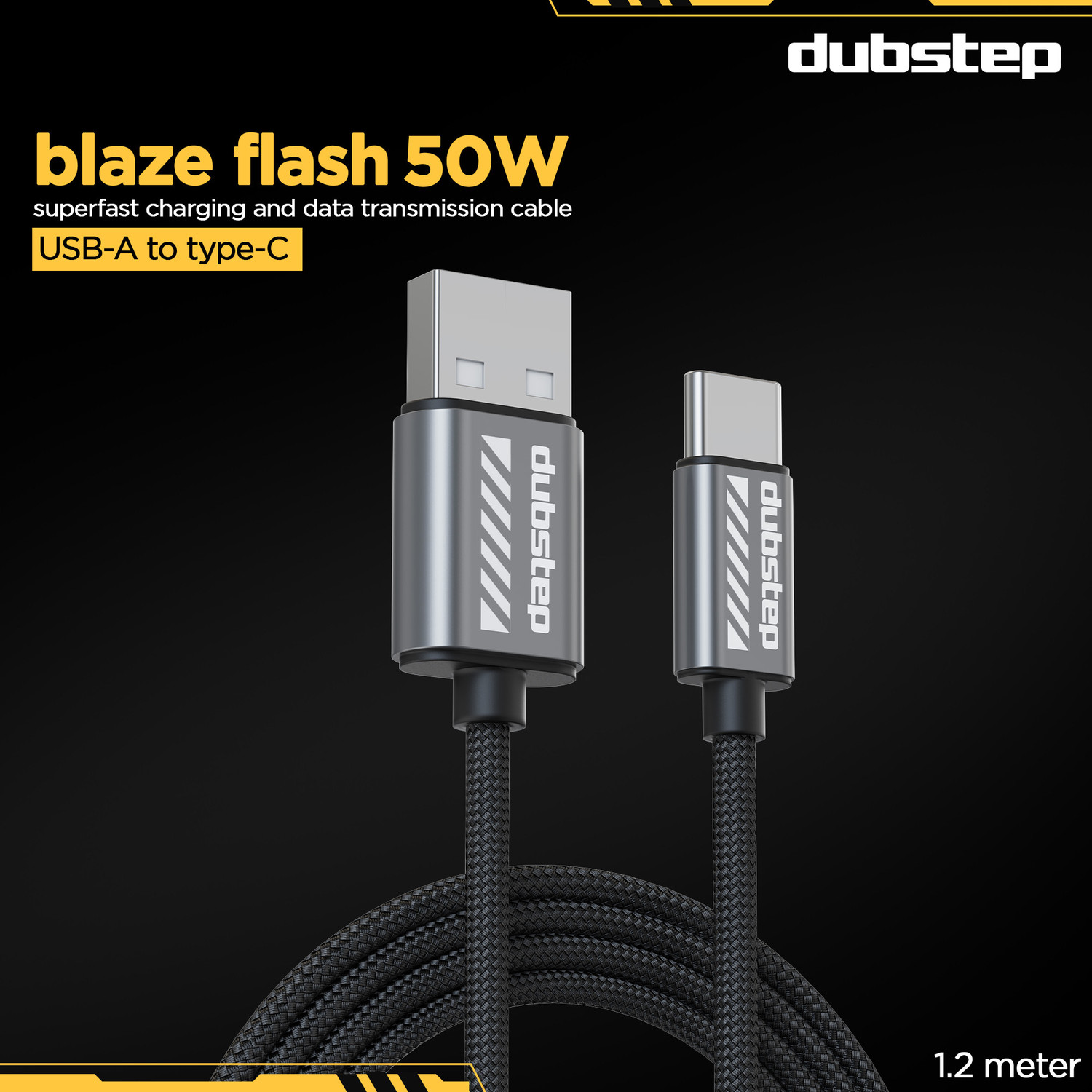 Image of Dubstep USB Type C Cable 3.5 A 1.25 m Blaze Flash 50W Supports All Fast Charging Technologies