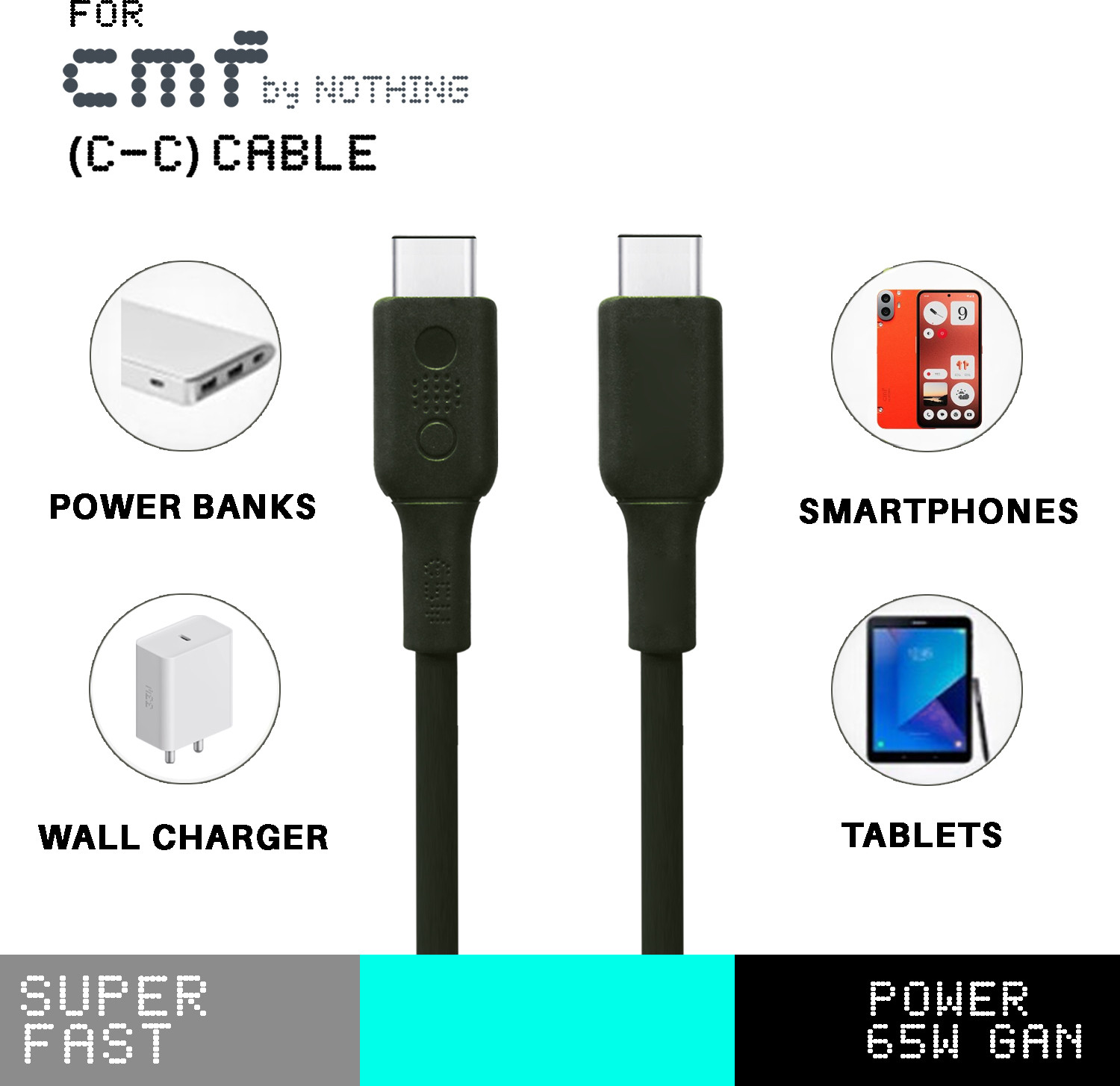 Image of Safa USB Type C Cable 6.5 A 1 m Power GaN 65W SuperFast Type-C To Type-C Data Cable