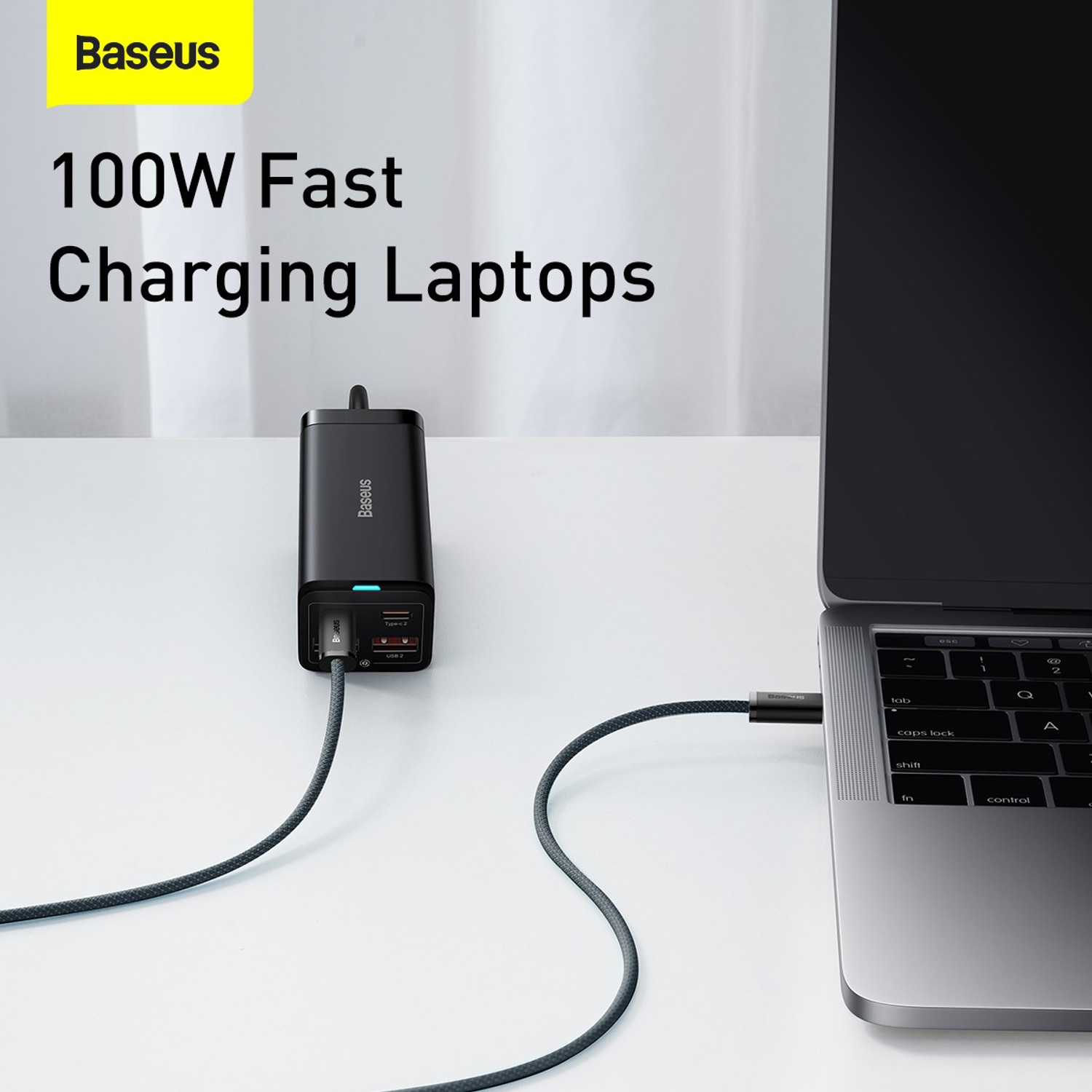 Image of Baseus USB Type C Cable 5 A 1 m Nylon Braided Dynamic Series USB Type-C to Type-C 100W Fast Charging Cables for Laptops