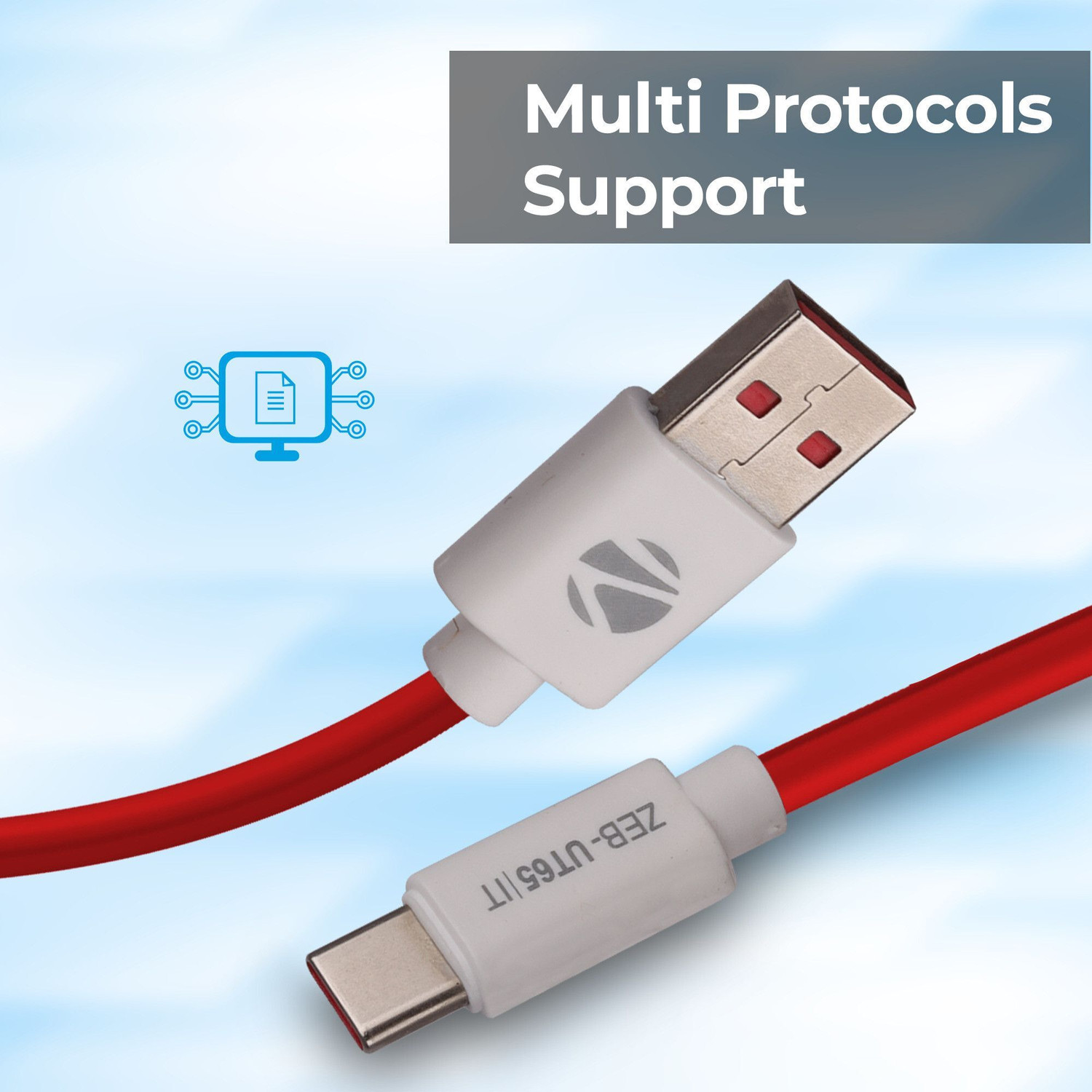 Image of ZEBRONICS USB Type C Cable 6.5 A 1 m PVC ZEB-UT65