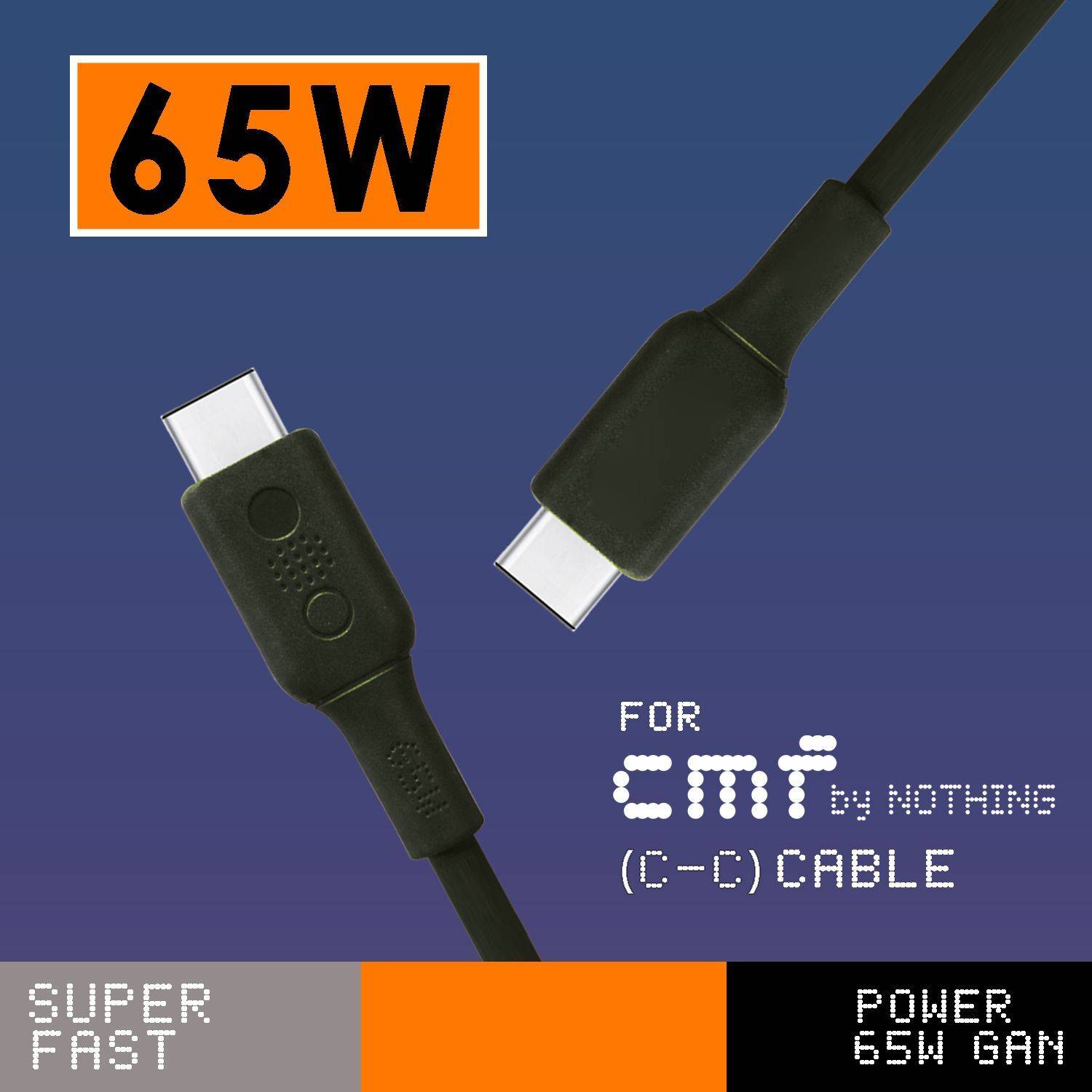 GaN Charger USB Type C Cable 6.5 A 1 m Power GaN 65W SuperFast Type-C To Type-C Data Cable