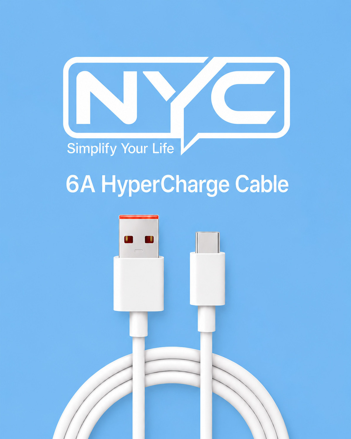 Image of NYC Simplify Your Life USB Type C Cable 6 A 1 m Original 33W /67W /120W TURBO SONIC CHARGE FAST CHARGER CABLE (Compatible with Compatible with XIAOMI /POCO /REDMI, REDMI 10 /10PRO /10PRO MAX / POCO M2 PRO /MI10I, Gray, One Cable, USB Type A To USB Type C, 120 W)
