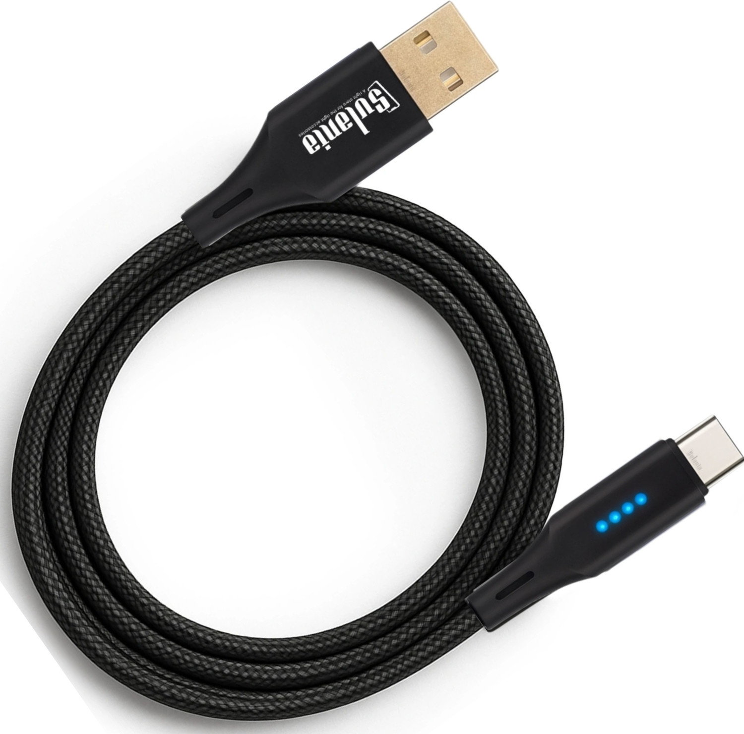 Image of Sulania USB Type C Cable 2 m braided 2 Meter USb Type aA to Type C Data Cable