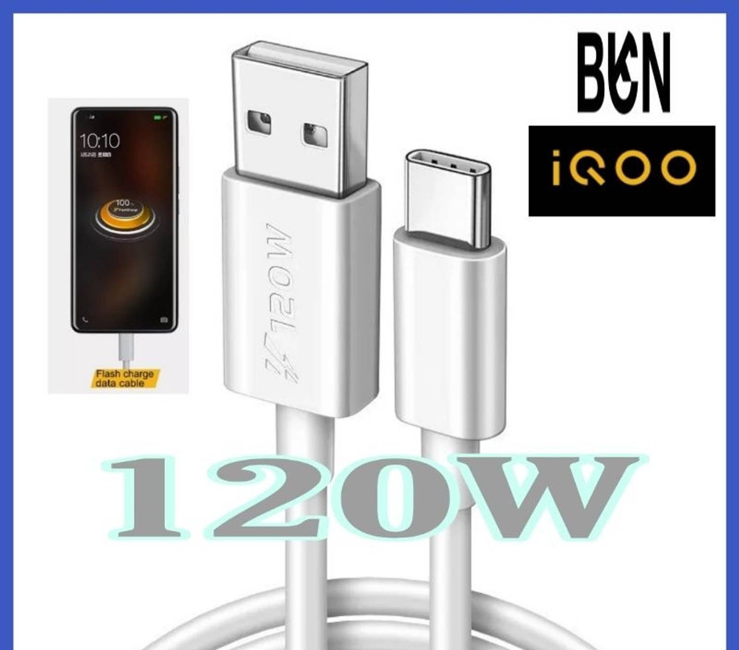 BKN USB Type C Cable 8 A 1 m 120W SUPER FAST FLASH CHARGE 2.0 QUALITY CHECKED CERTIFIED 8 AMPERE 120W SUPER FAST FLASH CHARGING SUPPORT USB A TO TYPE C DATA CABLE FOR VIVO iQOO VIVO 120W, VIVO X90 PRO, IQOO 9 PRO, IQOO 10, VIVO IQOO 11, VIVO X90 PRO +, VIVO IQOO 8 / IQOO 9 / IQOO 10 PRO, X80 X70 X50 Pro V27 V25 iQOO 11 10 9 8 7 6 Z7 Z5, VIVO T1 5G, VIVO X90 Pro, X90, iQOO 11 5G, VIVO V25 PRO /Y73, Z1x,Z5,Z6, Z6 5G, Vivo X90 Pro Plus 5G, iQoo Z6 pro, iQoo 9 SE, iQoo7, iQOO Neo 6 SE 5G, VIVO V20 , V20SE , V20 Pro , X50 , X50 Pro, VIVO V25, VIVO X80 PRO, Vivo X70 Pro Plus, Vivo X80, iqoo Neo 7,Neo 7 Pro,Neo 6 vivo X90,X90 Pro,X80,X80 Pro,X70,X70 Pro (120 WATT)