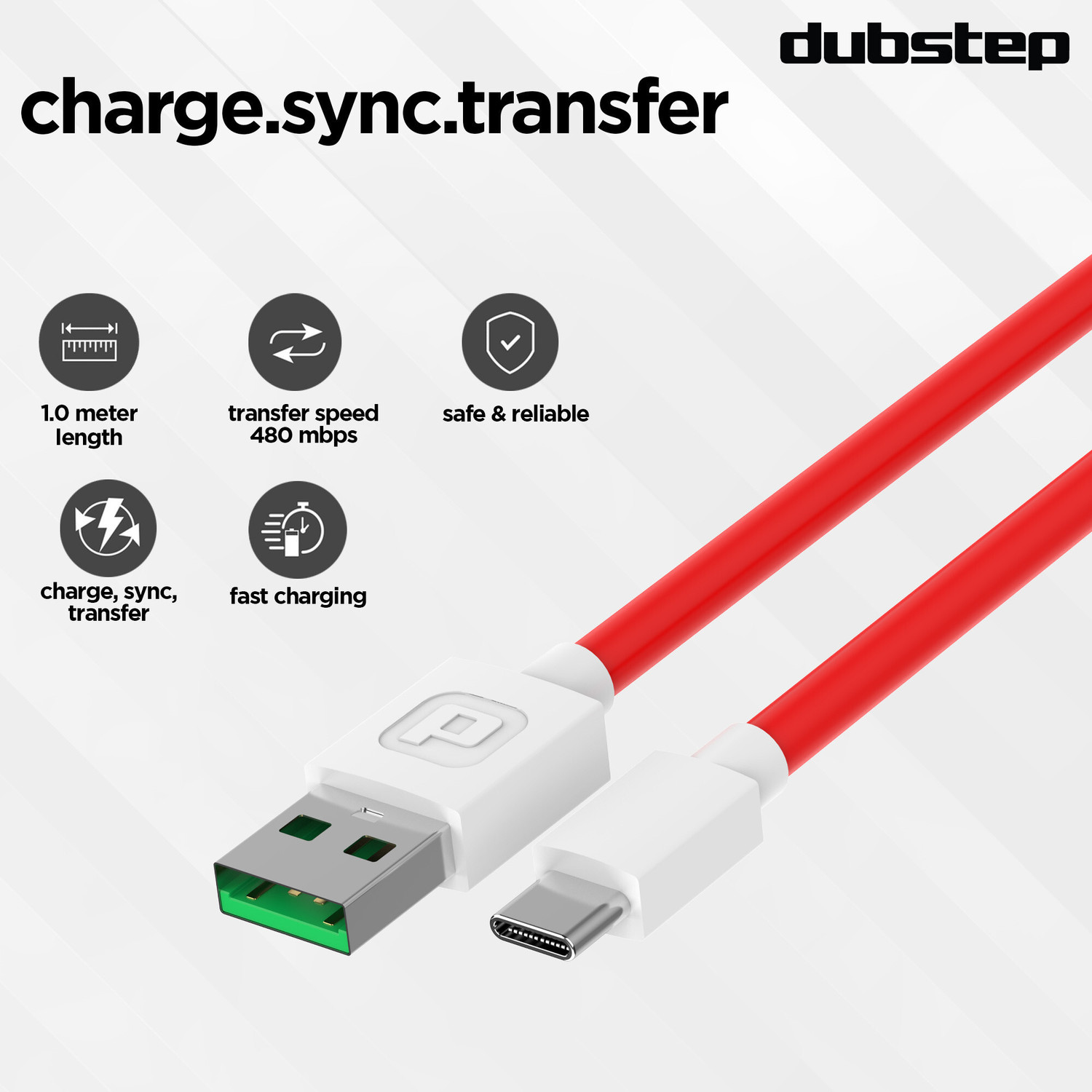 Image of Dubstep USB Type C Cable 3.5 A 1 m Blaze Ultra 50W Supports All Fast Charging Technologies