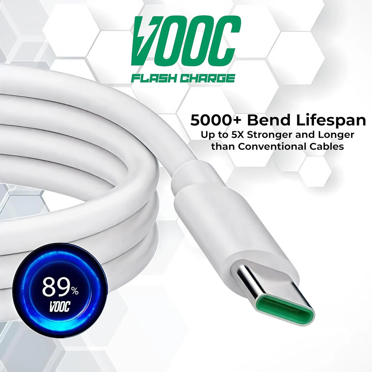 Image of mPix USB Type C Cable 3 A 1 m Original SuperVOOC Charging Type C Cable for Oppo Reno 11 Pro /Reno 10 /Reno 9 /F25 Pro /F23 /F21 Pro /Reno 8T 5G /A78 & Compatible Devices (Compatible with All Oppo Type-C Devices, White, One Cable, USB Type A To USB Type C)