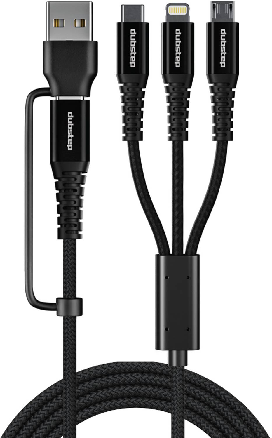 Dubstep 3-in-1 Cable 3.5 A 1.2 m Aluminum Shielding Blaze Hexa 30W 6-in-1 USB-A + Type-C To Type-C + Type-L + Micro 1.2m Fast Charging Cable