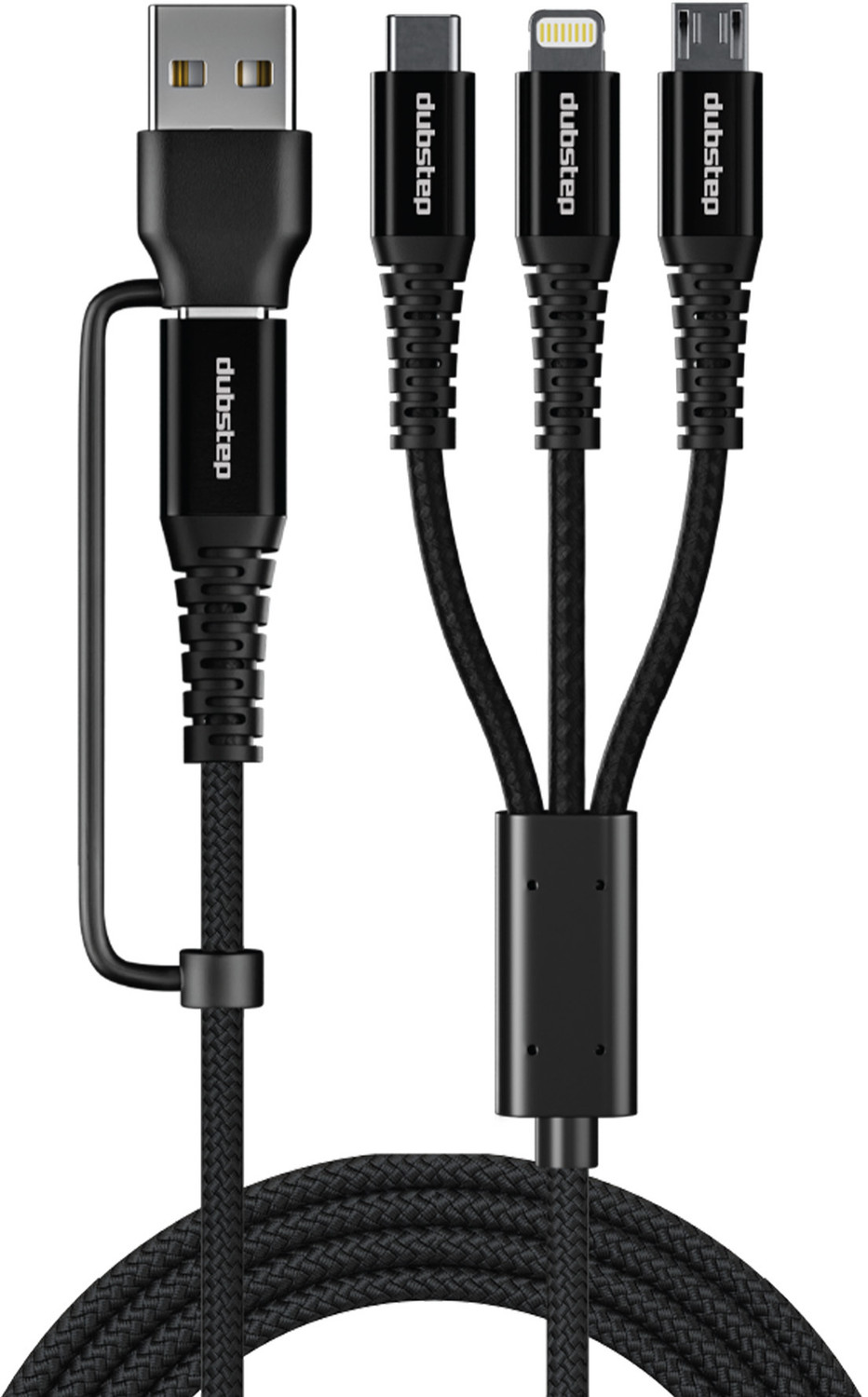 Image of Dubstep 3-in-1 Cable 3.5 A 1.2 m Aluminum Shielding Blaze Hexa 30W 6-in-1 USB-A + Type-C To Type-C + Type-L + Micro 1.2m Fast Charging Cable