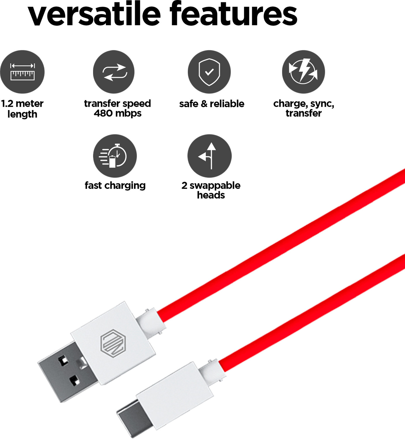 Image of Nu Republic USB Type C Cable 3.5 A 1 m Blaze Hypersonic 50W Supports All Fast Charging Technologies