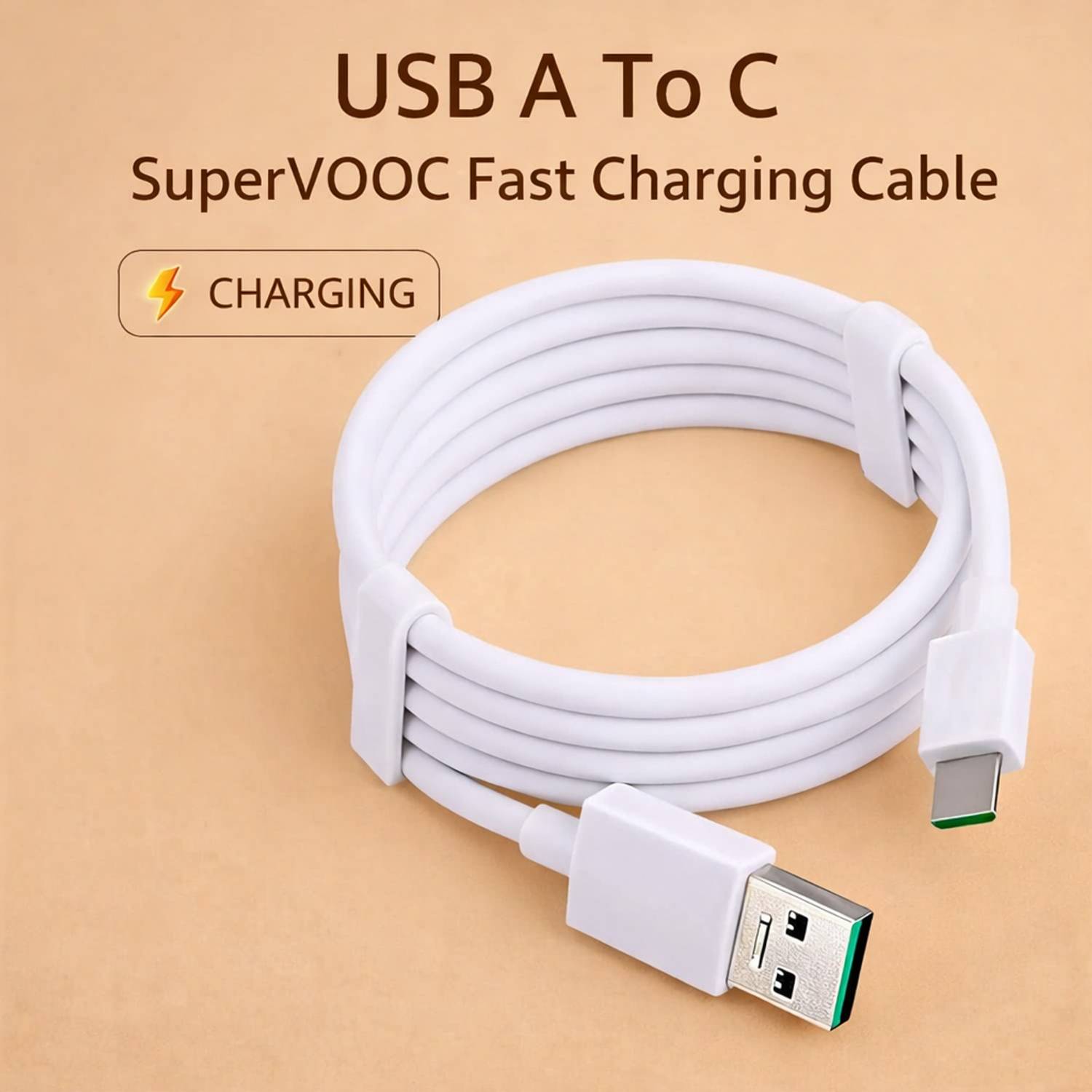 Tart USB Type C Cable 3 A 1 m Original SuperVOOC 65W Type C Fast Charging Cable | Charge & Data Sync Compatible with Oppo A5 Pro 5G, A4 Pro 5G, A3x 5G, A2x 5G, A1x 5G