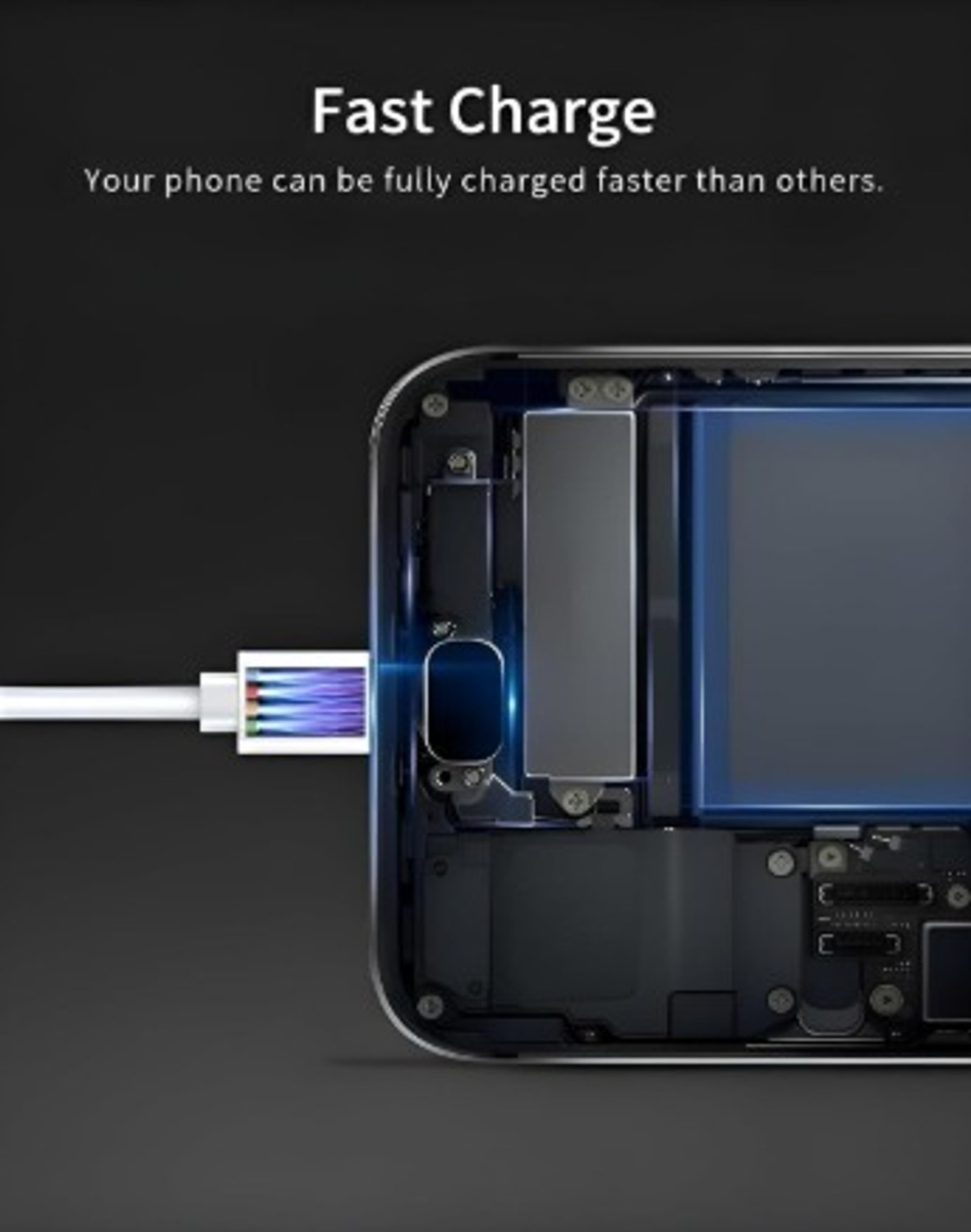 Image of vivo USB Type C Cable 3 A 1 m Aluminum Foil USB Type C 65W Safe Charging Cable
