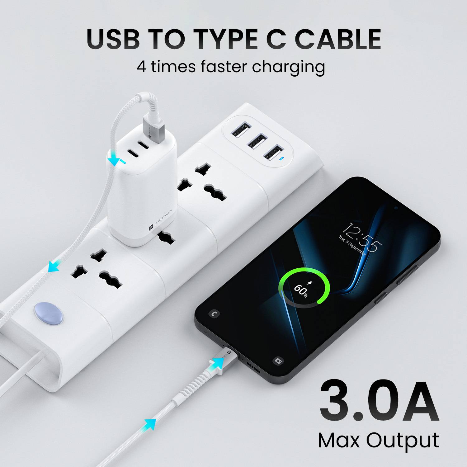 Portronics USB Type C Cable 3A 2m Konnect X - Image 5