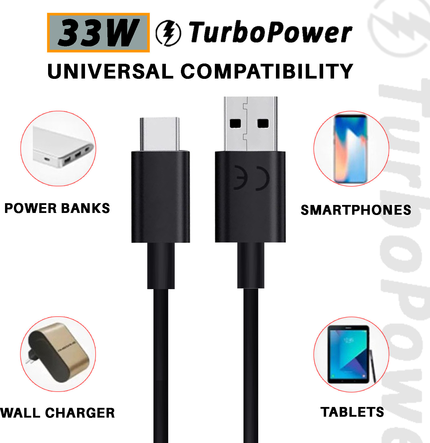 Image of SUFO USB Type C Cable 3 A 1 m 33W TurboPower Super Fast Data Cable