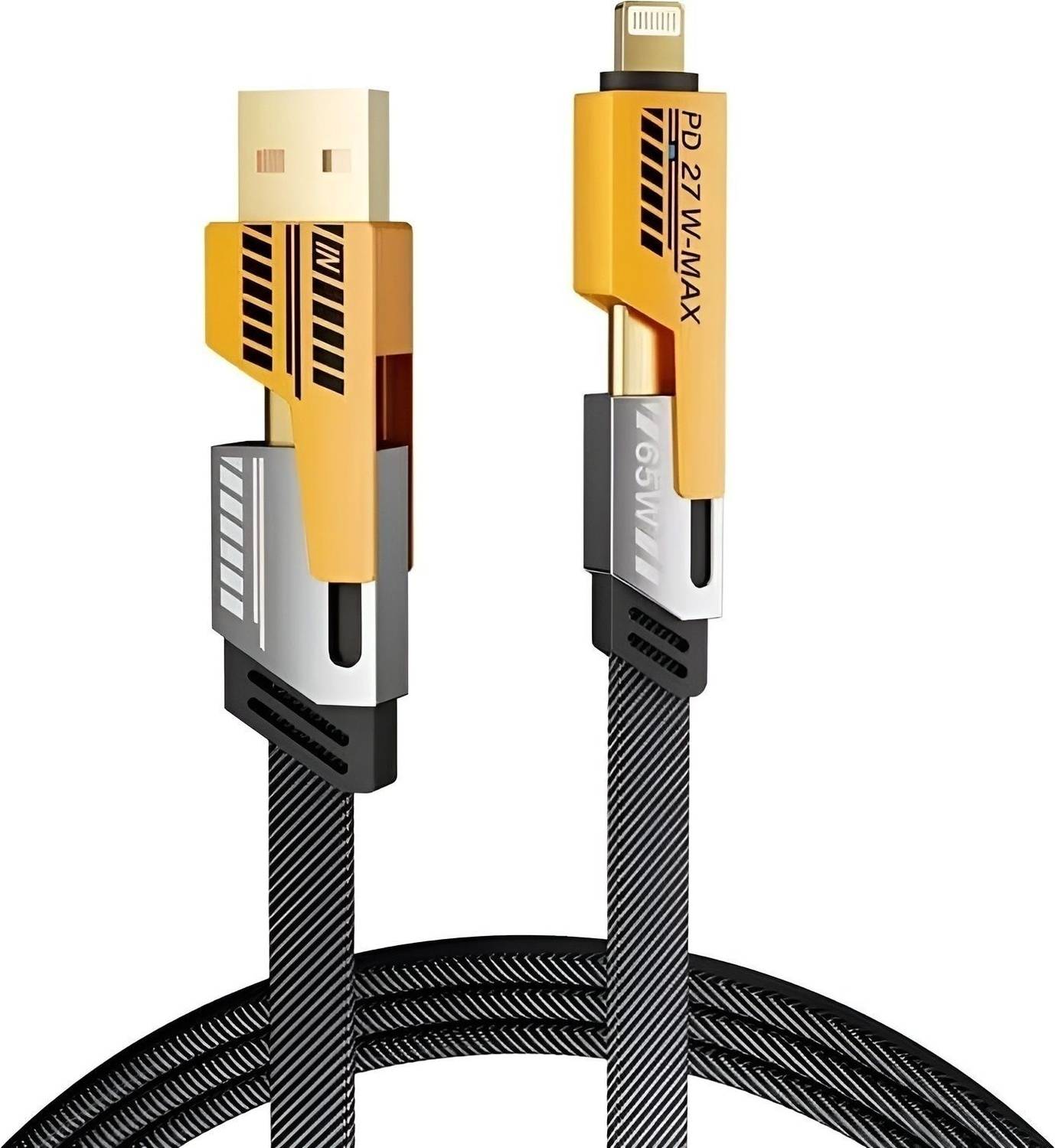 ULTRADART USB Type C Cable 6 A 1 m Braided 4 in 1 65W PD/Quick Charging Cable Compatible for i-phone & Android with MFI Certified DC150