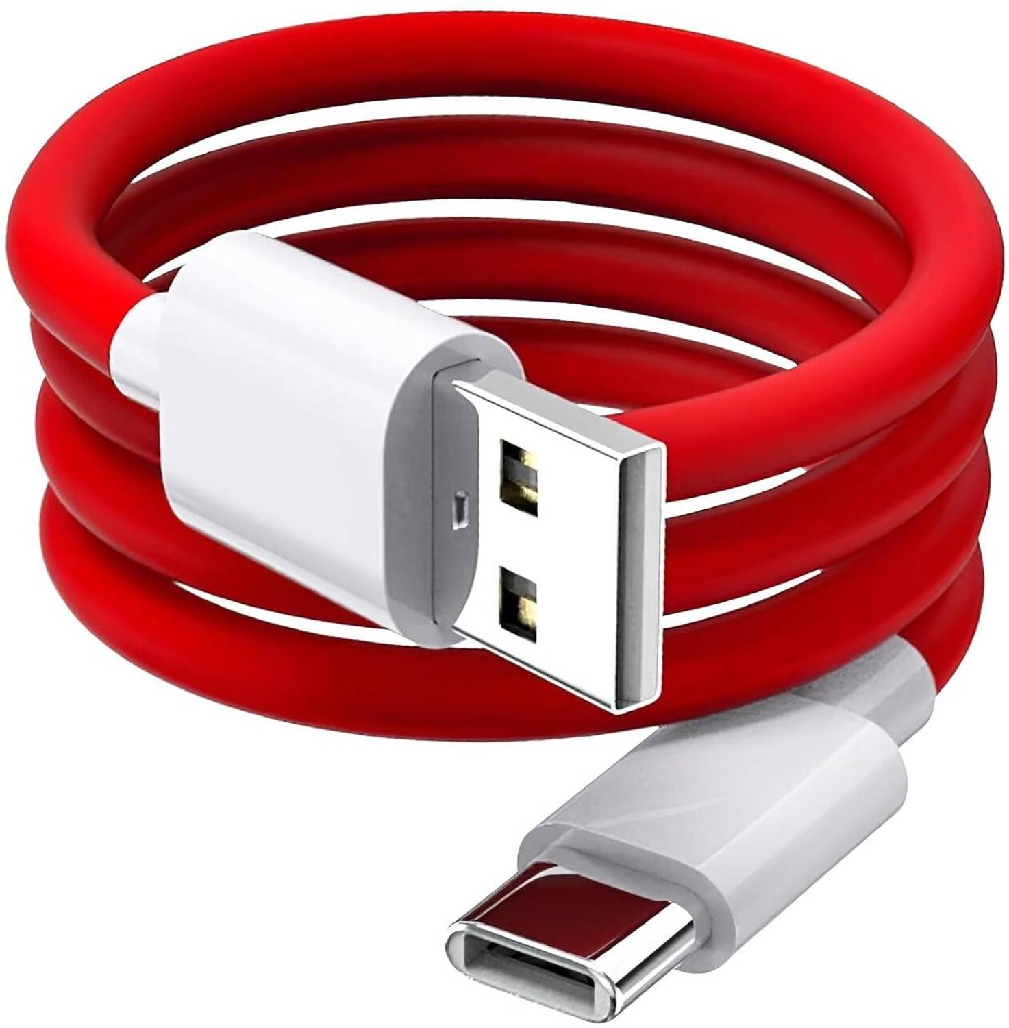 ChargHunt USB Type C Cable 5 A 1 m PVC USB Type C Red Datacable Supports Supervooc/Vooc/warp/Quich charge
