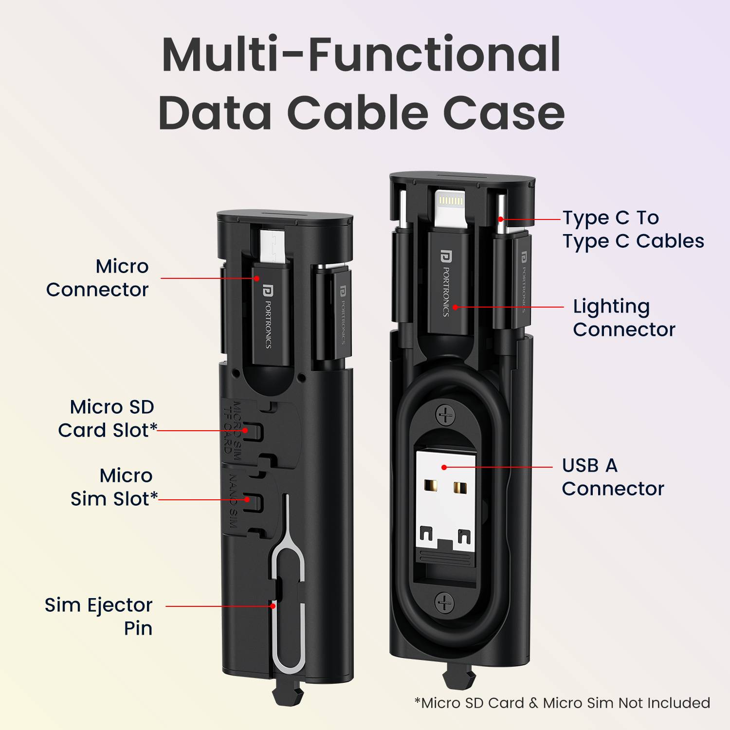 Portronics Snapcase 4 60W Multifunctional Cable Kit (0.27m) - Image 2