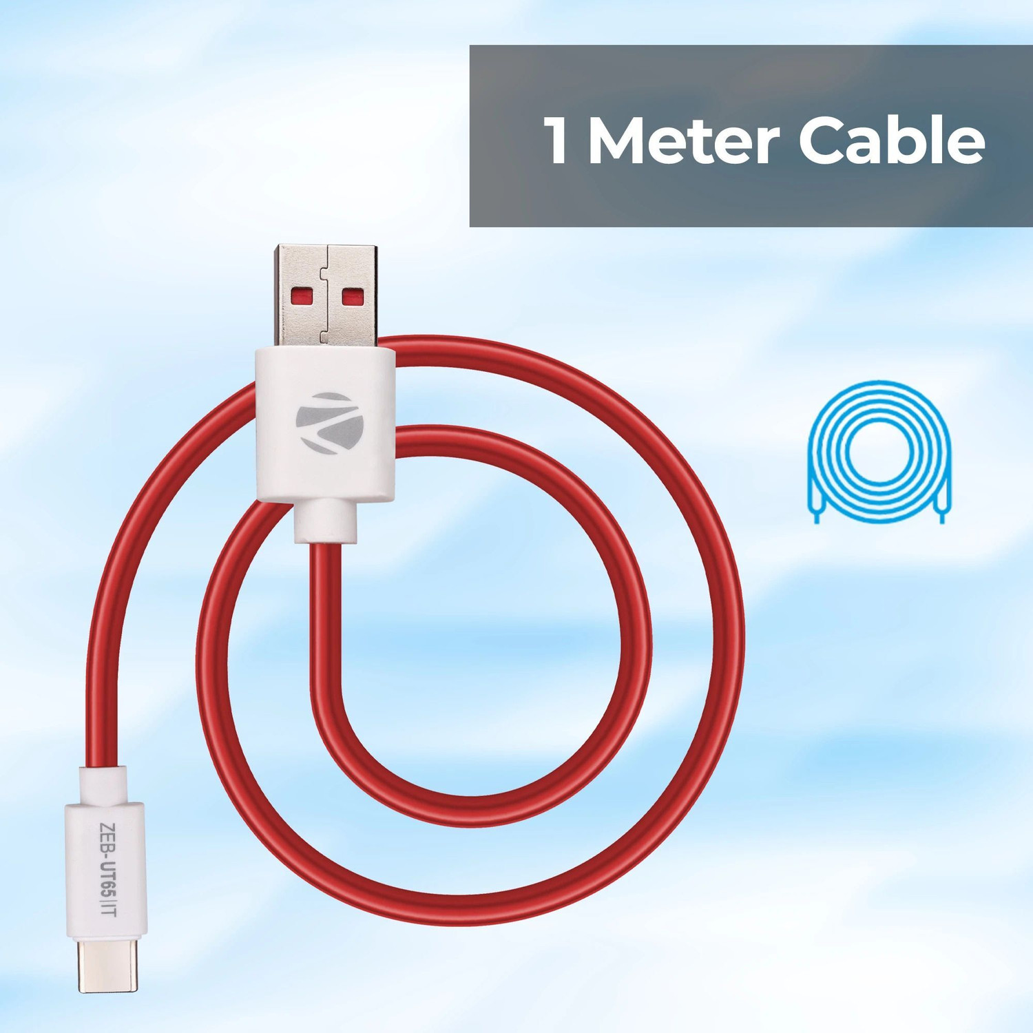 Image of ZEBRONICS USB Type C Cable 6.5 A 1 m PVC ZEB-UT65