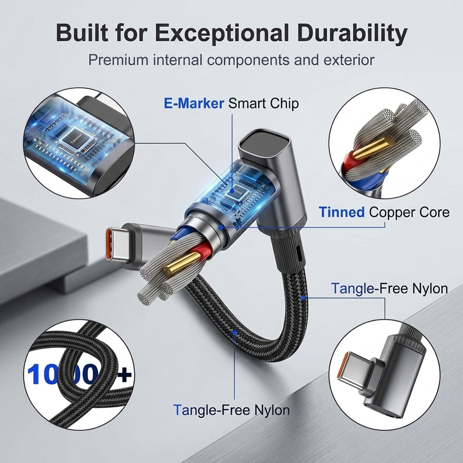 Image of Verilux USB Type C Cable 5 A 3 m Nylon Braided USB C to C Fast Charging Cable 3M (Compatible with Laptop, Tablet, Smartphone, Black, One Cable, USB Type C To USB Type C)
