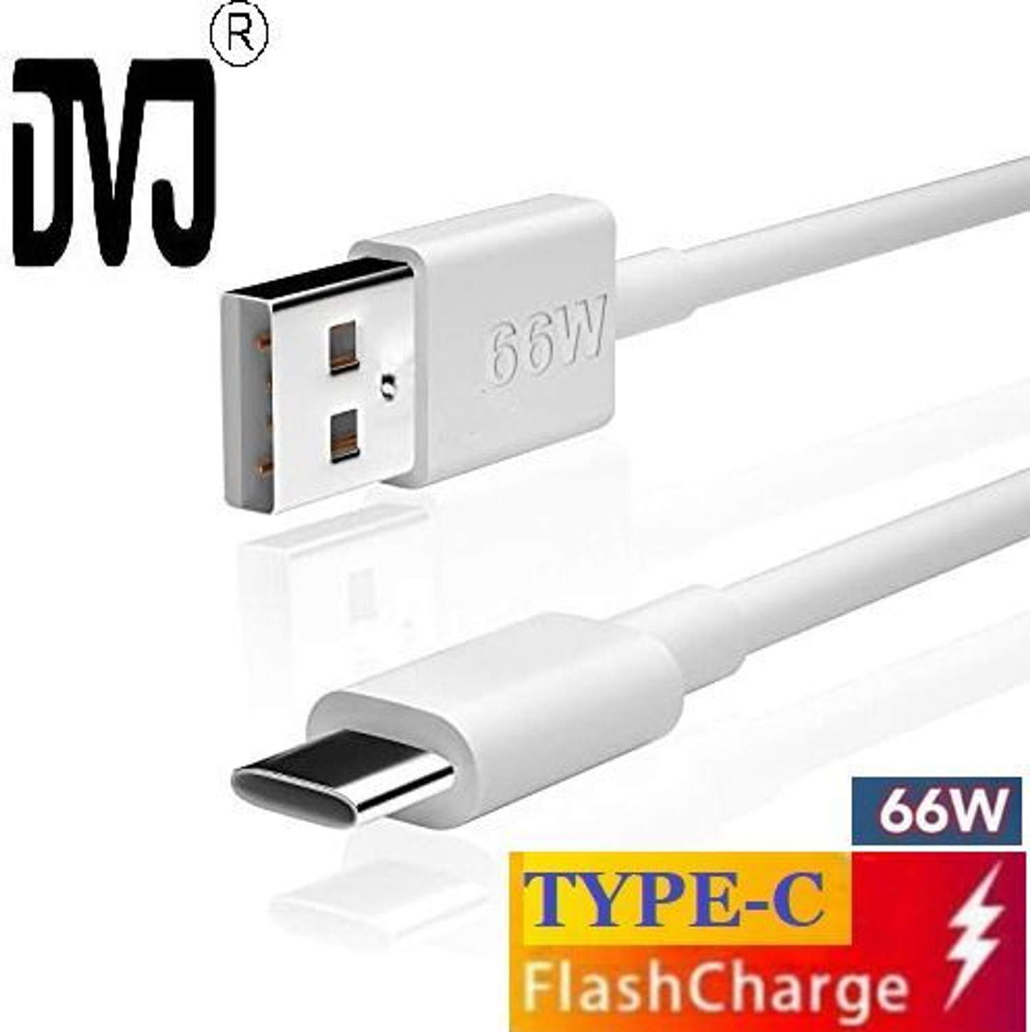 Image of DVJ USB Type C Cable 2 A 1 m 66W FLASH CHARGE DATA CABLE FOR vivo iQOO 3 / 7 / Z3 / Z5 /Z7