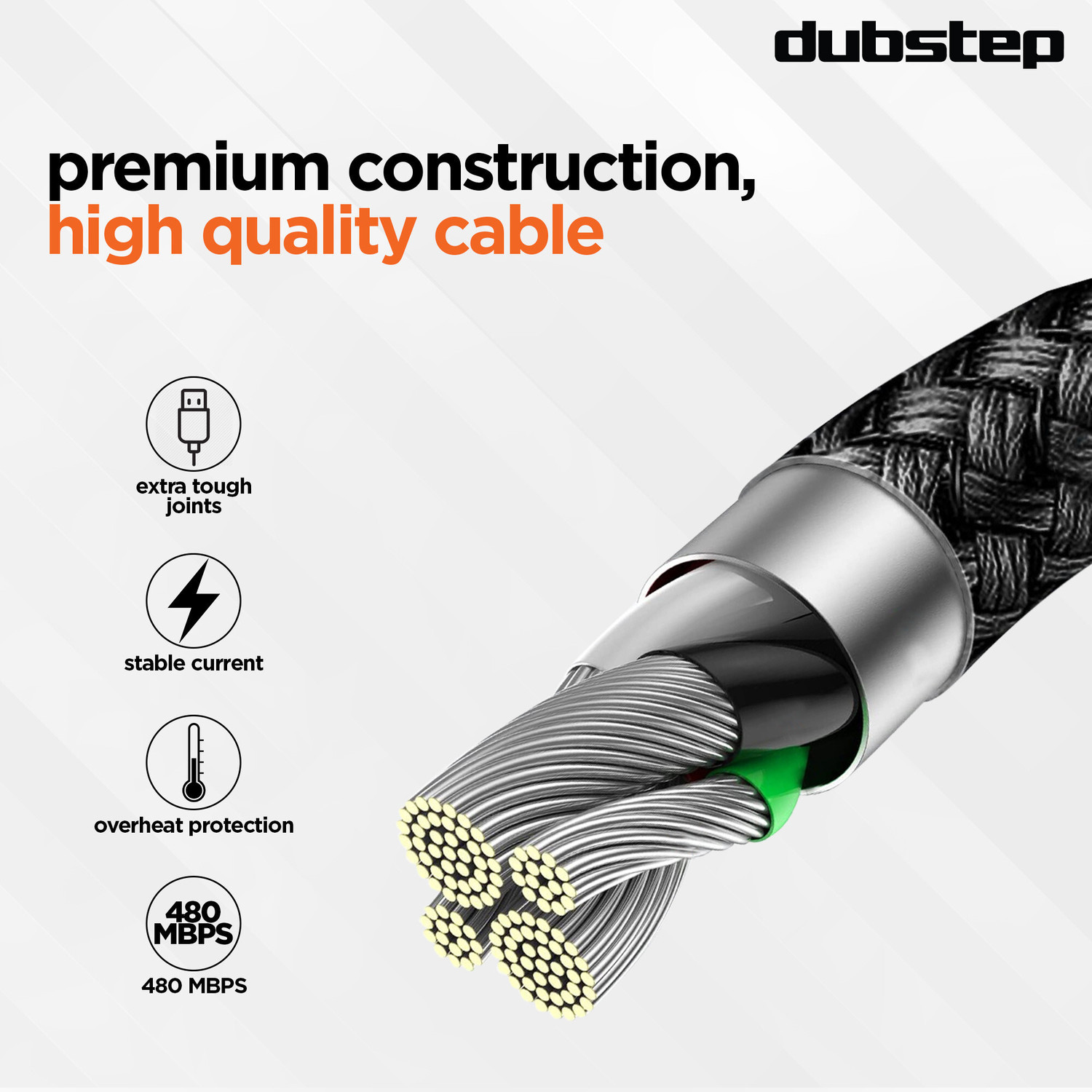 Image of Dubstep USB Type C Cable 3.5 A 1 m Blaze Ultra 30W 3.5A Type-C Fast Charging Cable