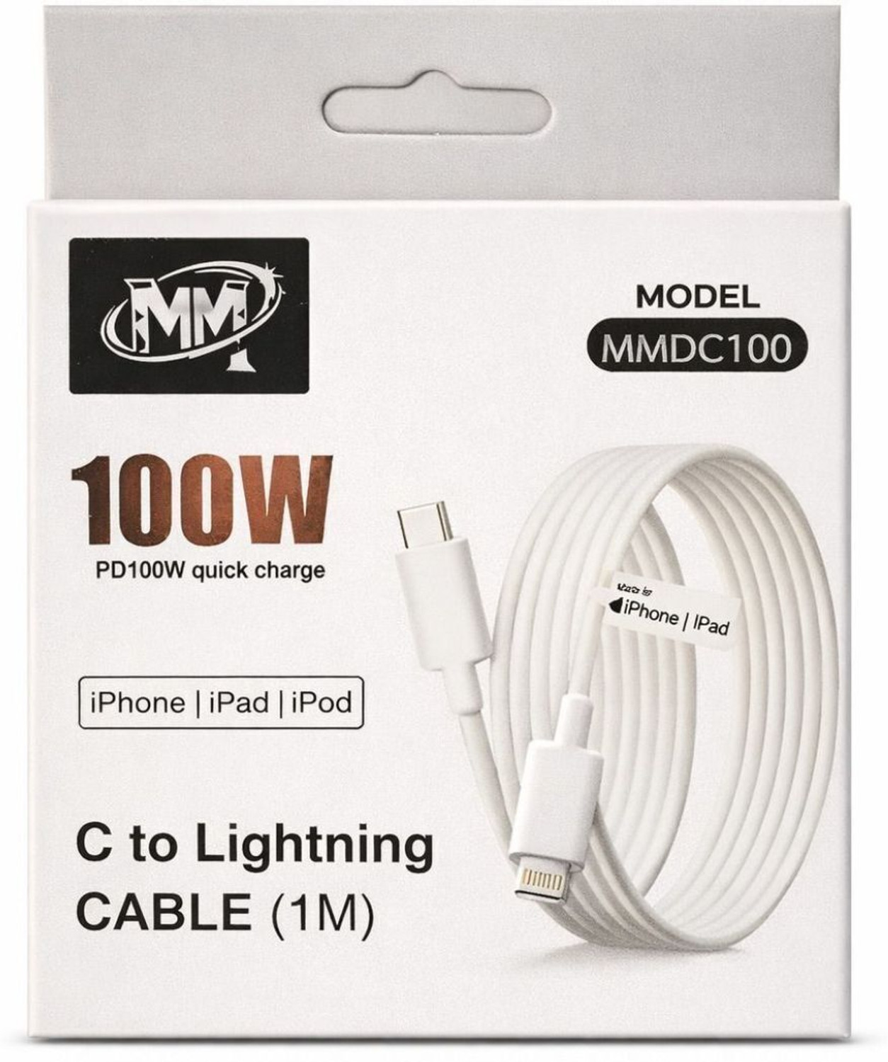 Image of m m enterprises USB Type C Cable 1 m USB Type C to Lightning Cable 1M | 100W Quick Charging for Apple Devices New 13