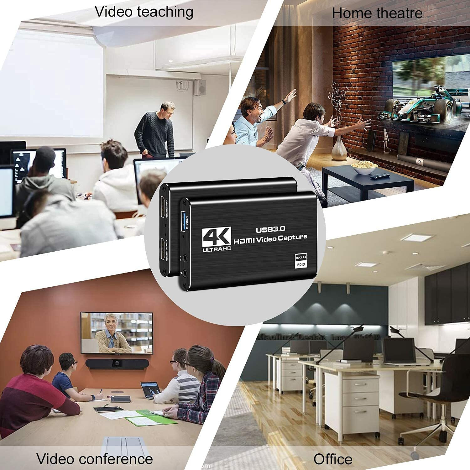 Image of VOOCME 4K USB 3.0 HDMI Video Capture Card, Game Capture Card, with HDMI Loop-Out 1080P 60FPS Live Streaming Game Recorder Device Laptop Accessory