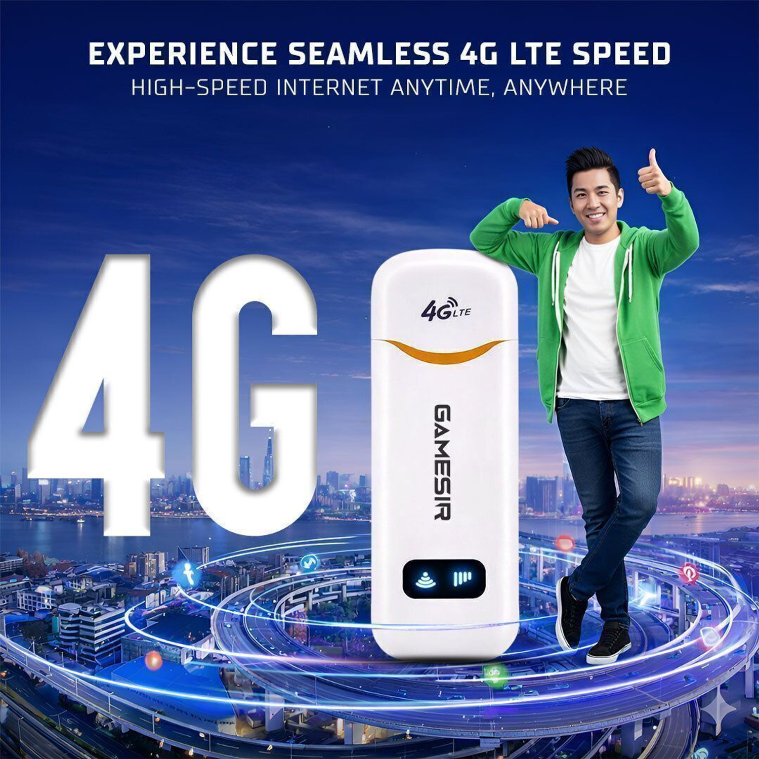 Image of GameSir 4G LTE USB Dongle | SIM Supported | High Speed Internet for Laptop & PC 150 Mbps Data Card ,Calls not Supported