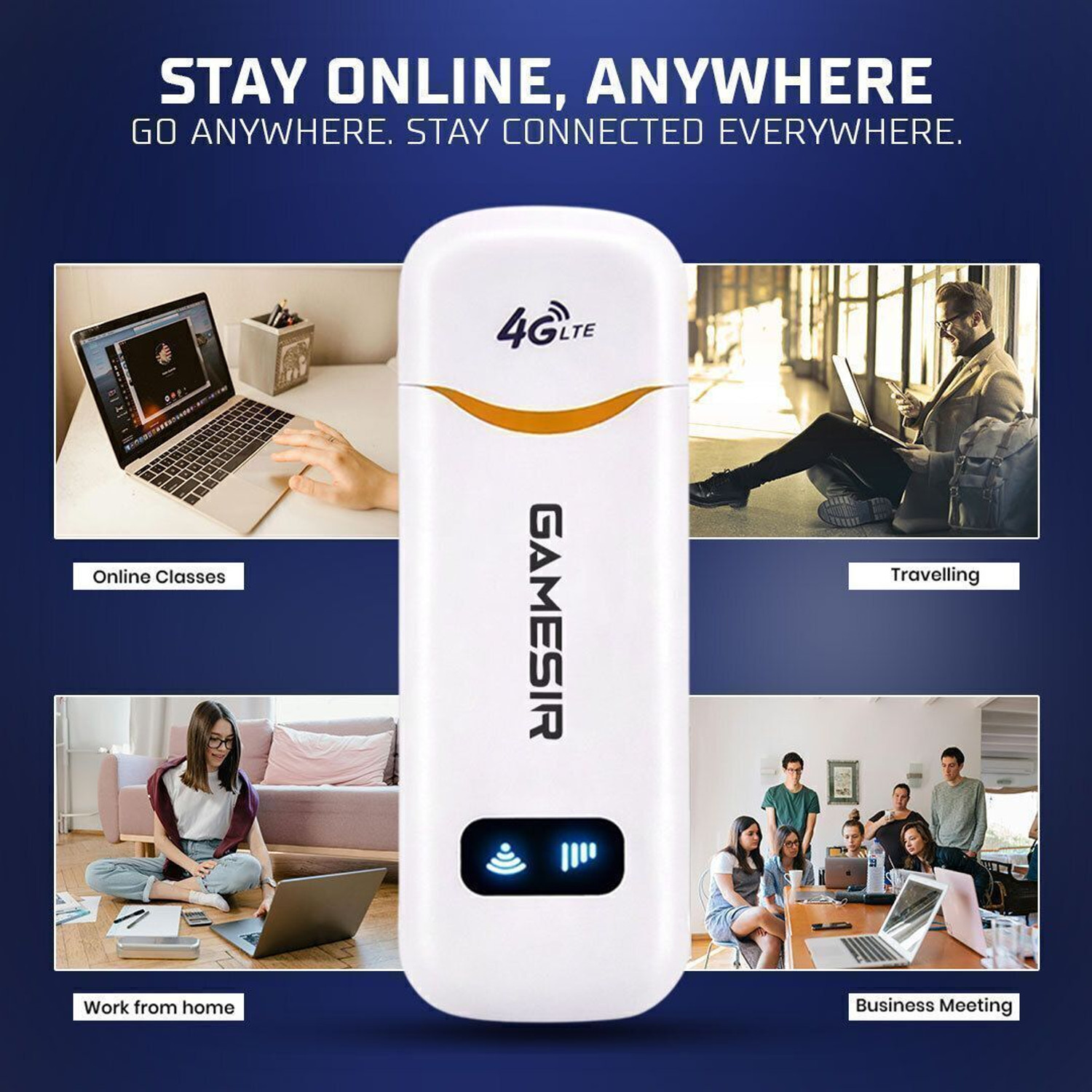 Image of GameSir 4G LTE USB Dongle | SIM Supported | High Speed Internet for Laptop & PC 150 Mbps Data Card ,Calls not Supported