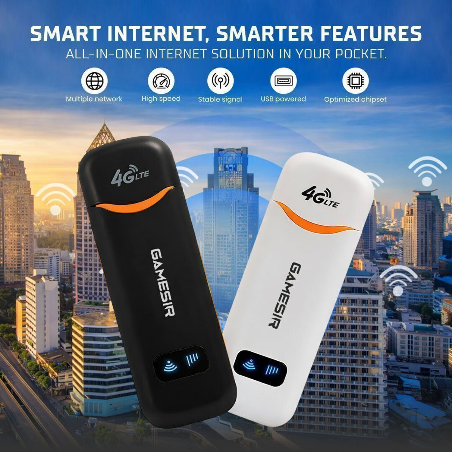Image of GameSir 4G LTE USB Dongle | SIM Supported | High Speed Internet for Laptop & PC 150 Mbps Data Card ,Calls not Supported