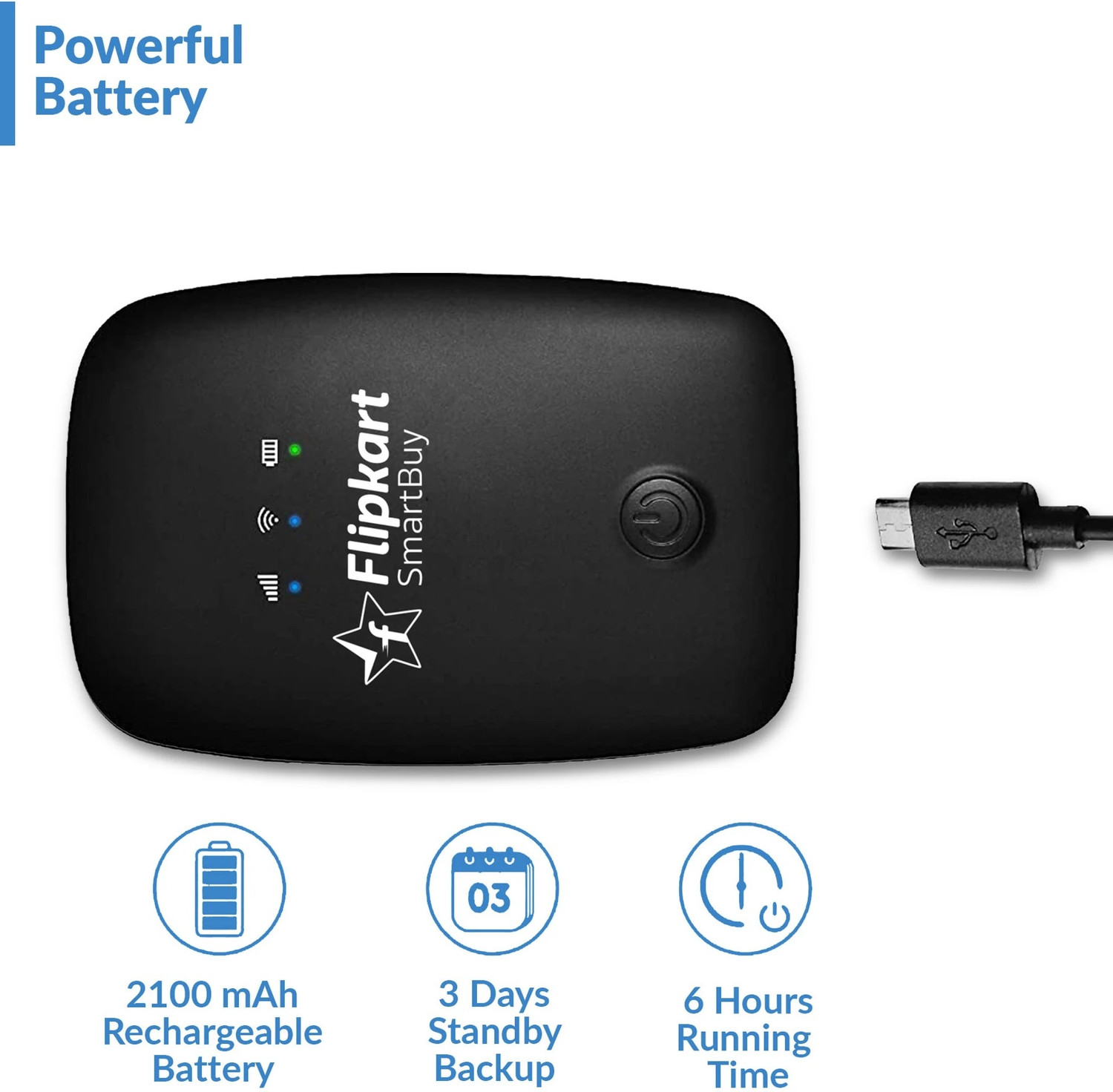 Image of Flipkart SmartBuy 4G LTE Wireless Wi-Fi Dongle, All SIM Support, 2100mAh Battery, 150 Mbps Data Card ,Calls not Supported